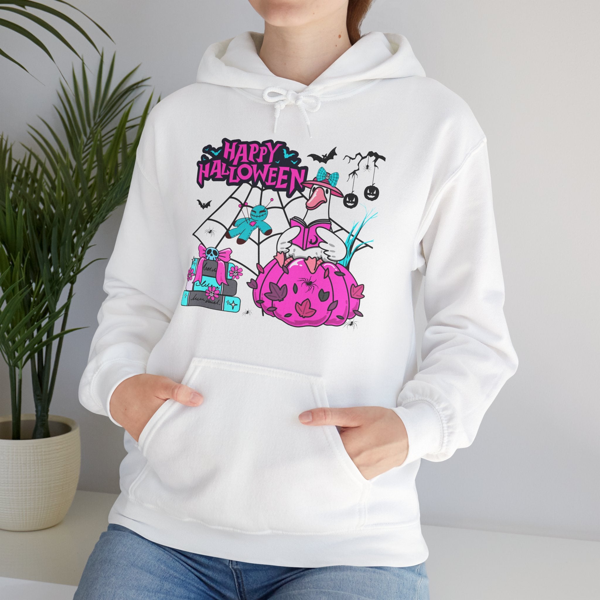 Halloween Kawaii Pumpkin Hoodie — "Happy Halloween" Cute Spooky Graphic