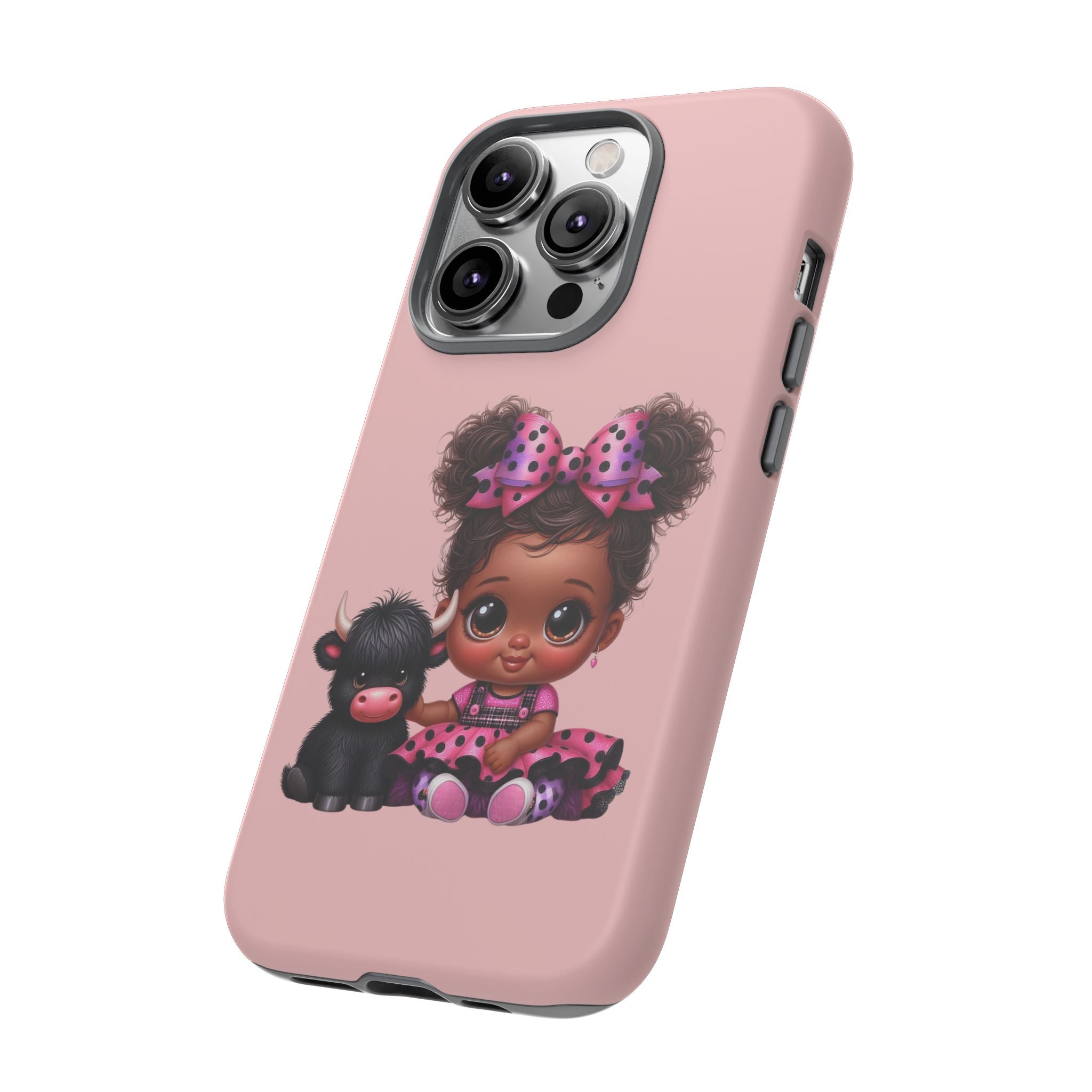 Cute Baby Girl with Plush Cow Phone Case