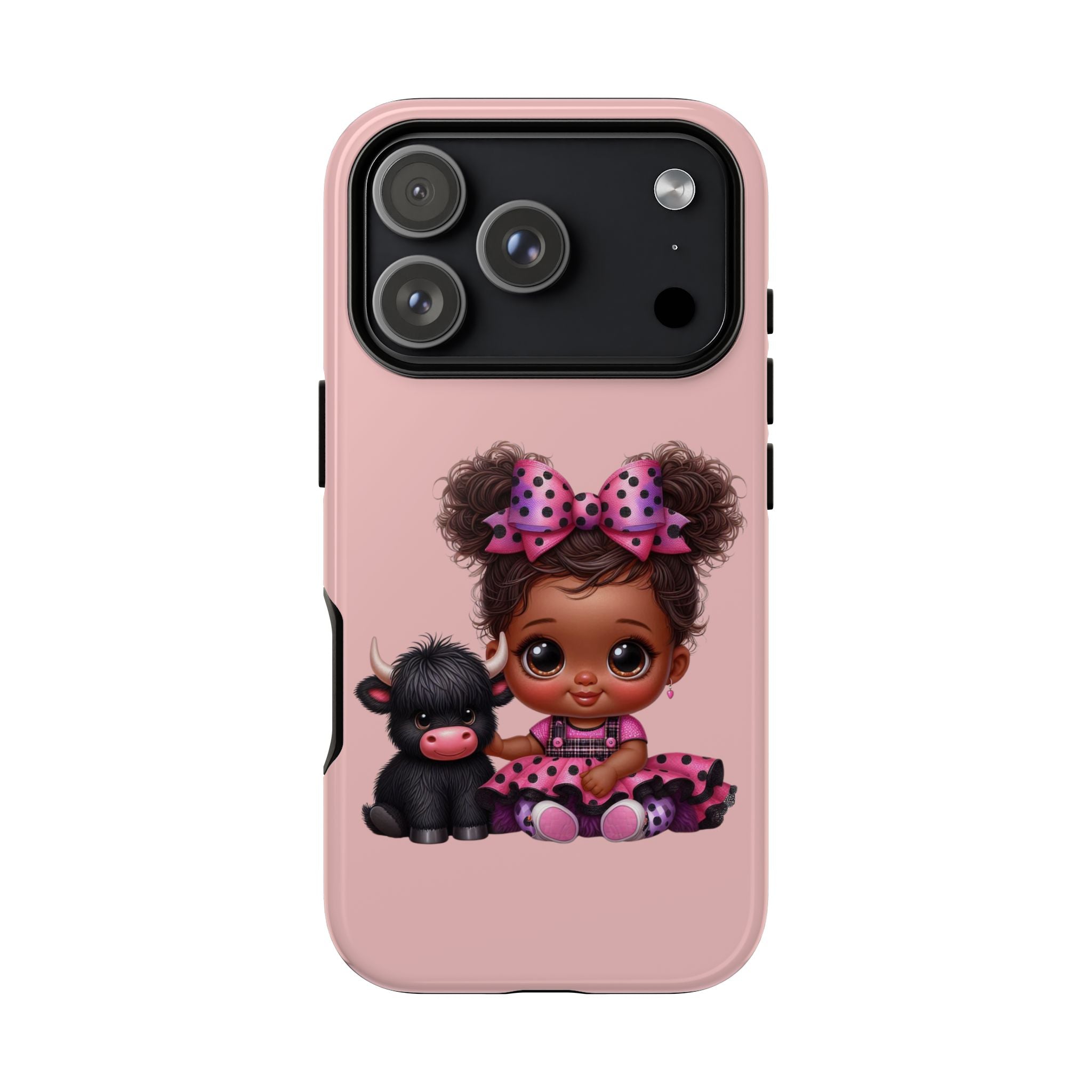Cute Baby Girl with Plush Cow Phone Case