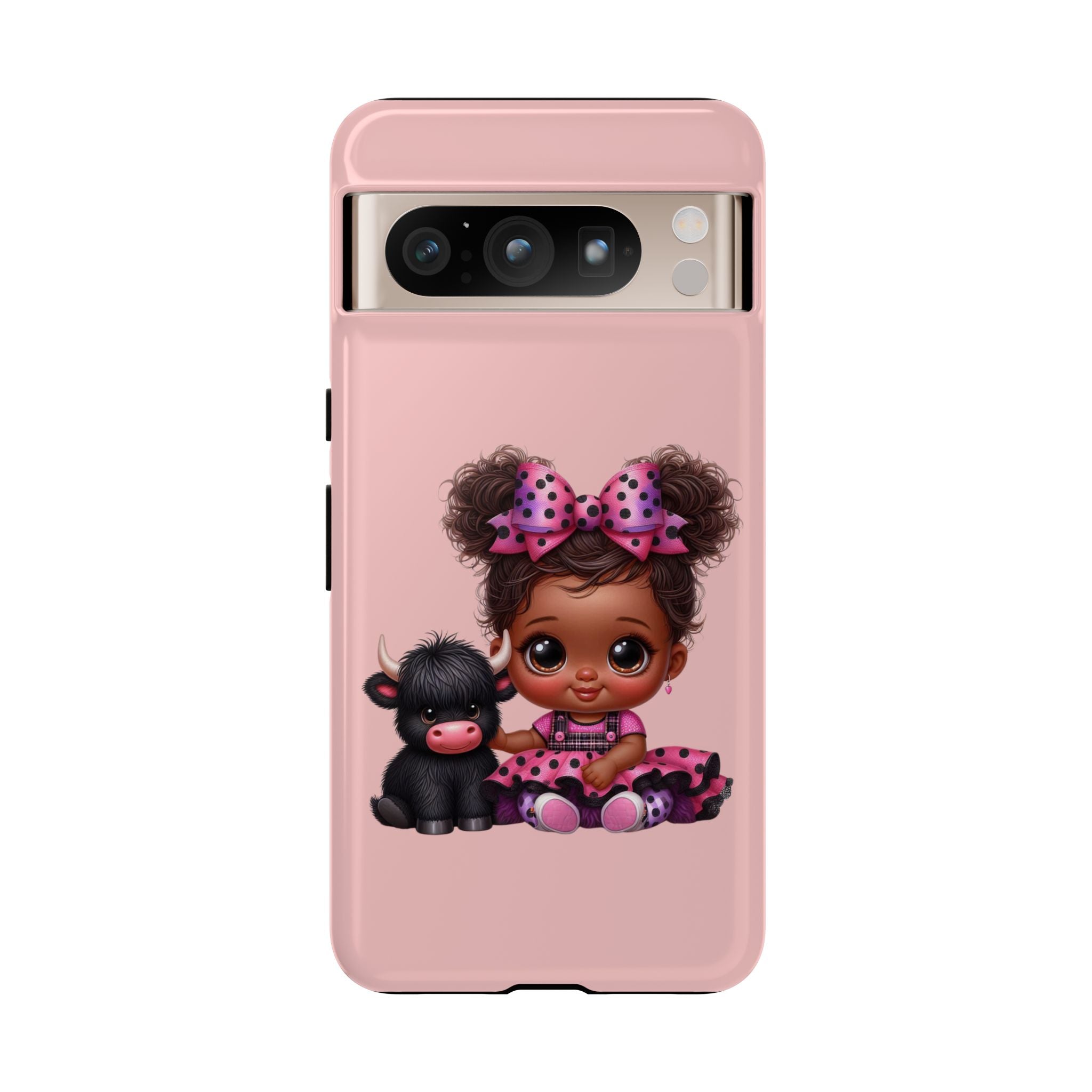 Cute Baby Girl with Plush Cow Phone Case
