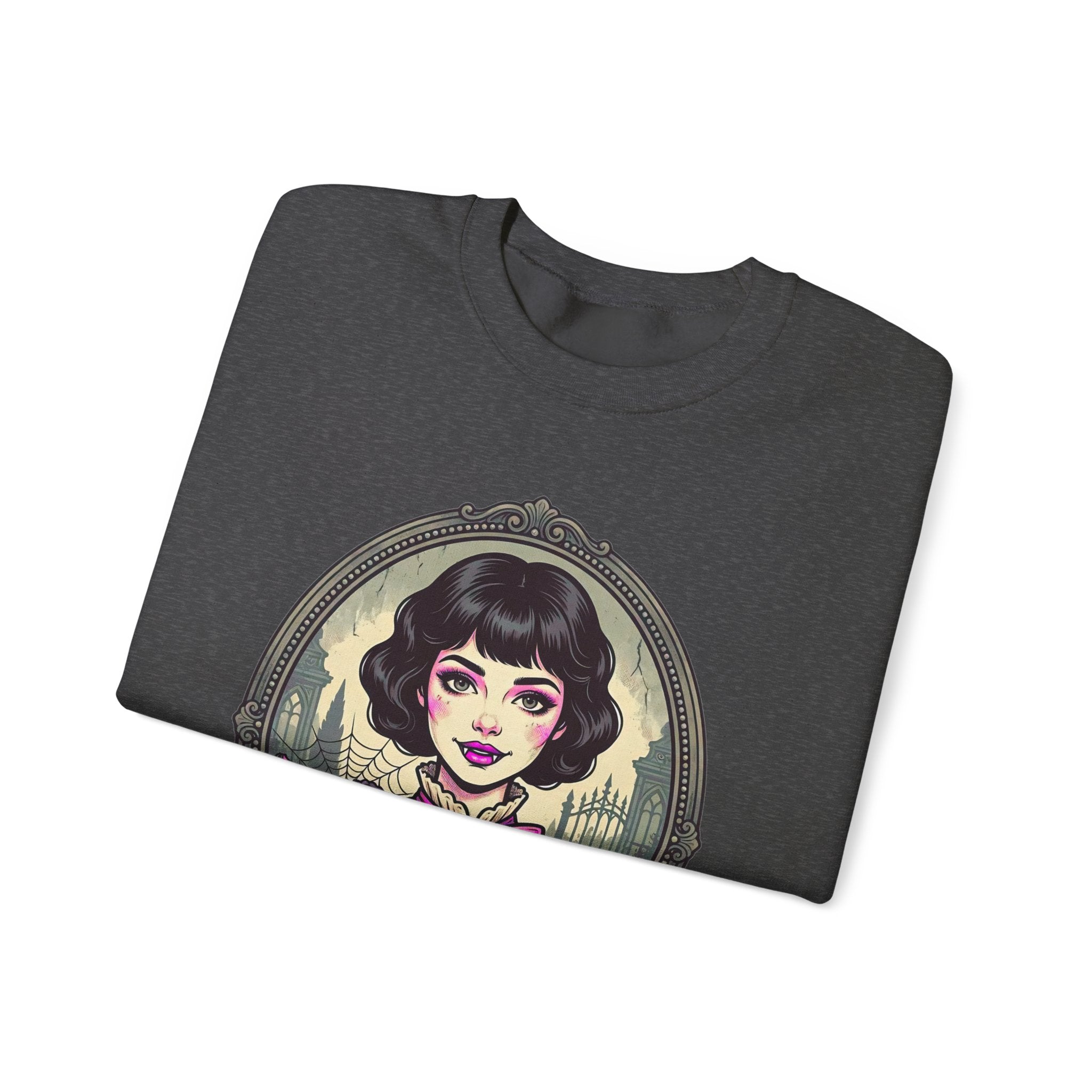 Horror Girl Crewneck Sweatshirt — "Pretty Girls Love Horror" Retro Goth Pullover