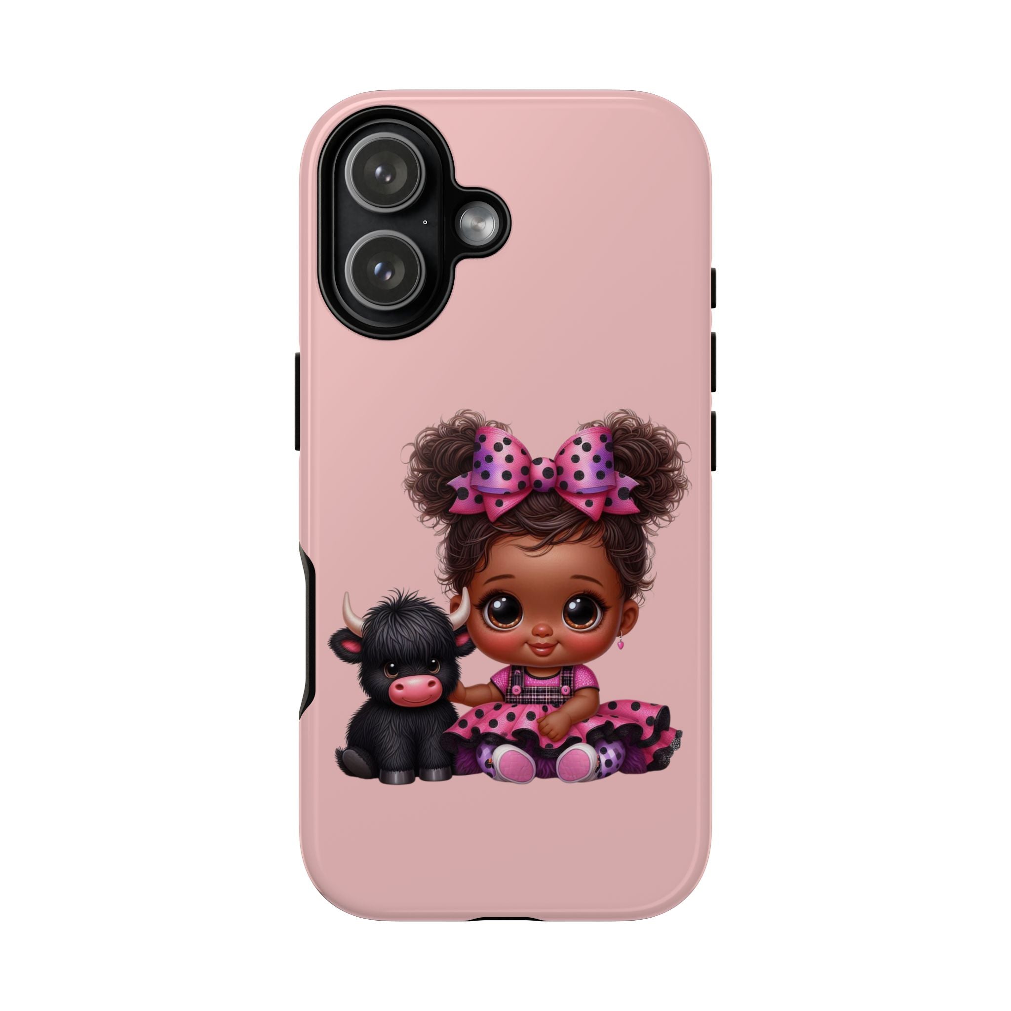 Cute Baby Girl with Plush Cow Phone Case