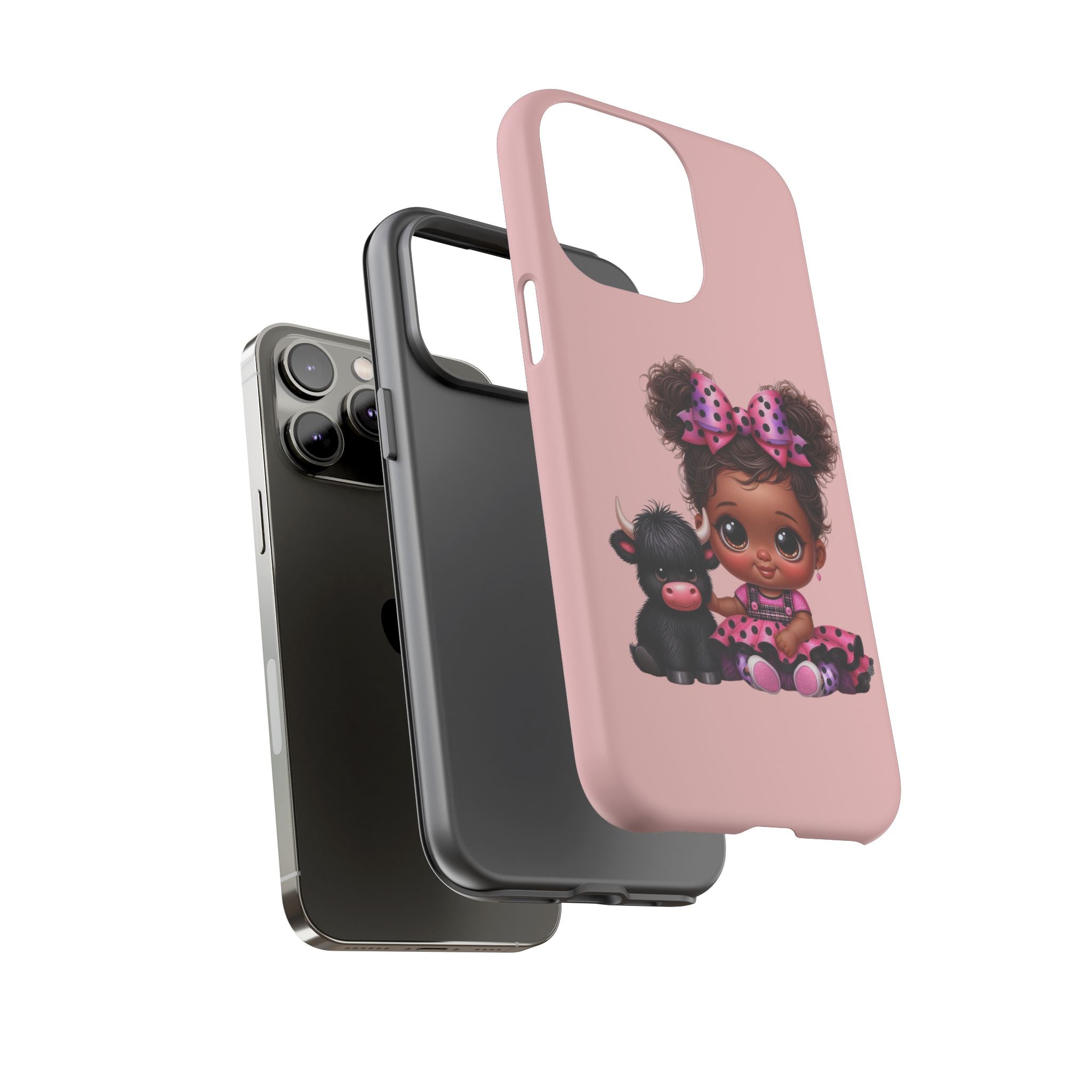 Cute Baby Girl with Plush Cow Phone Case