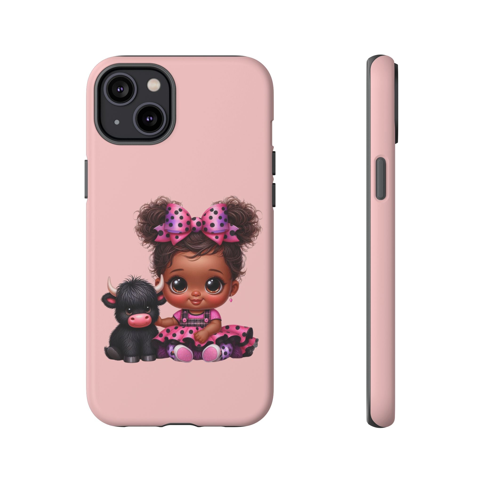 Cute Baby Girl with Plush Cow Phone Case