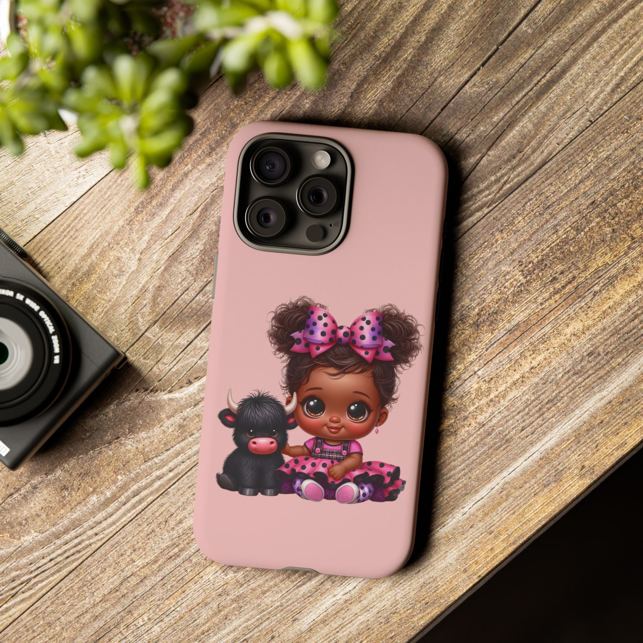 Cute Baby Girl with Plush Cow Phone Case