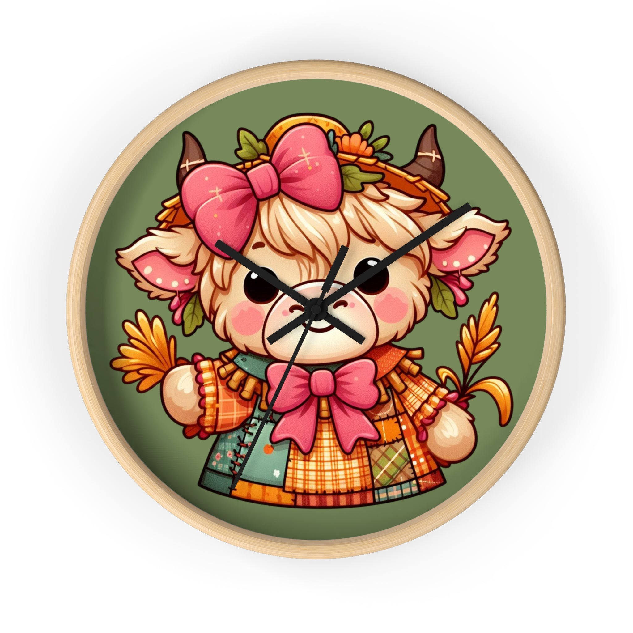 Autumn Alpaca Wall Clock — Cute Harvest Farmhouse Decor