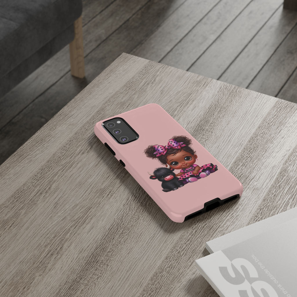 Cute Baby Girl with Plush Cow Phone Case