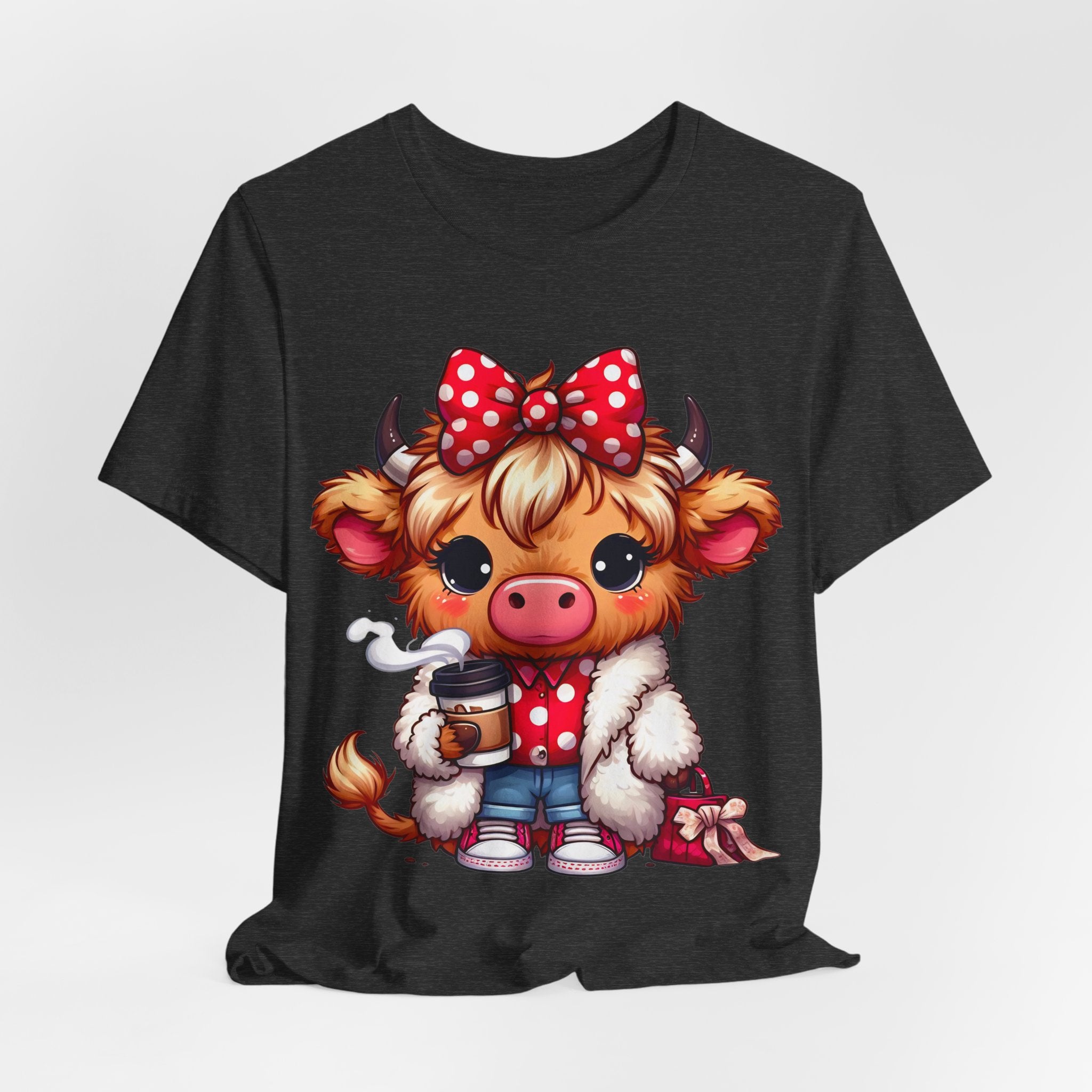 Cow Cute Tee — Cozy Cow with Coffee Graphic T-Shirt