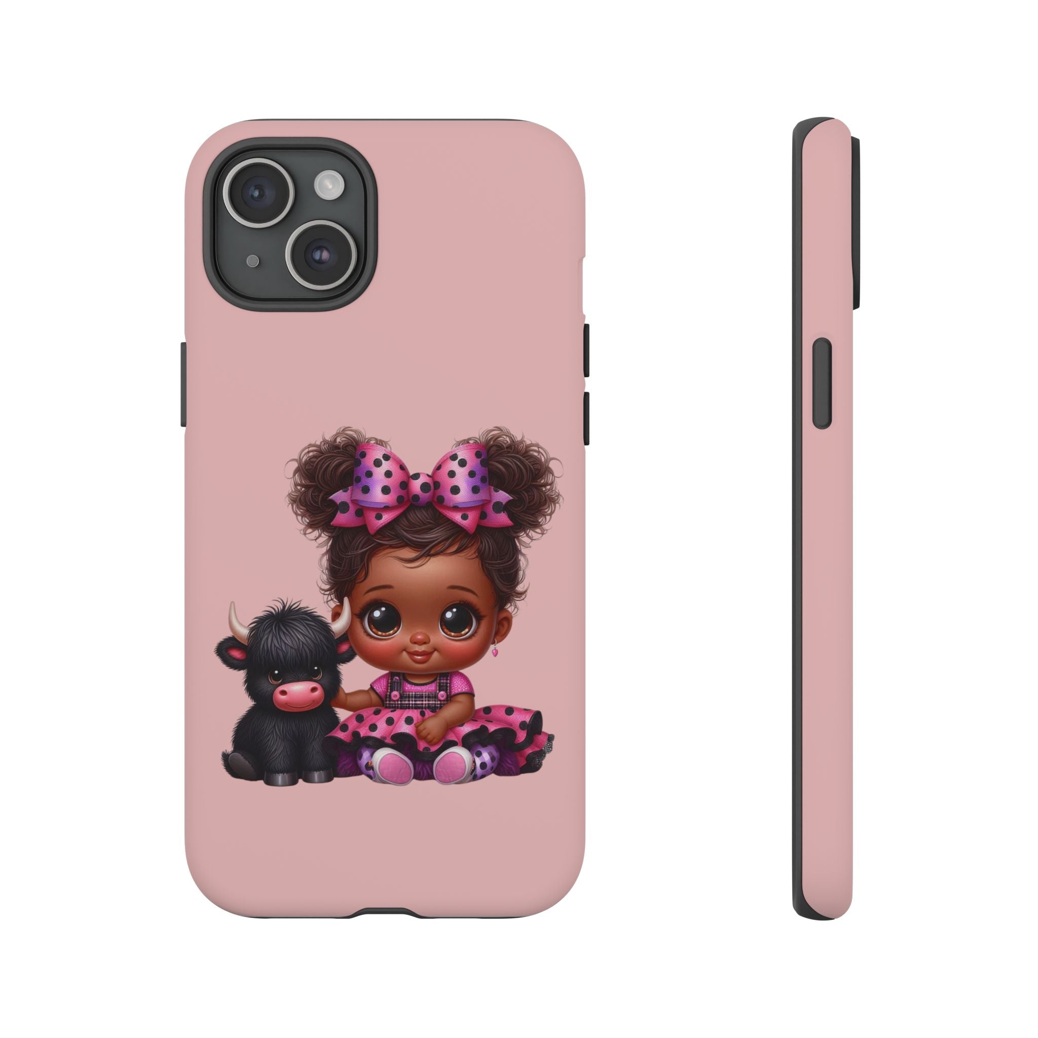 Cute Baby Girl with Plush Cow Phone Case