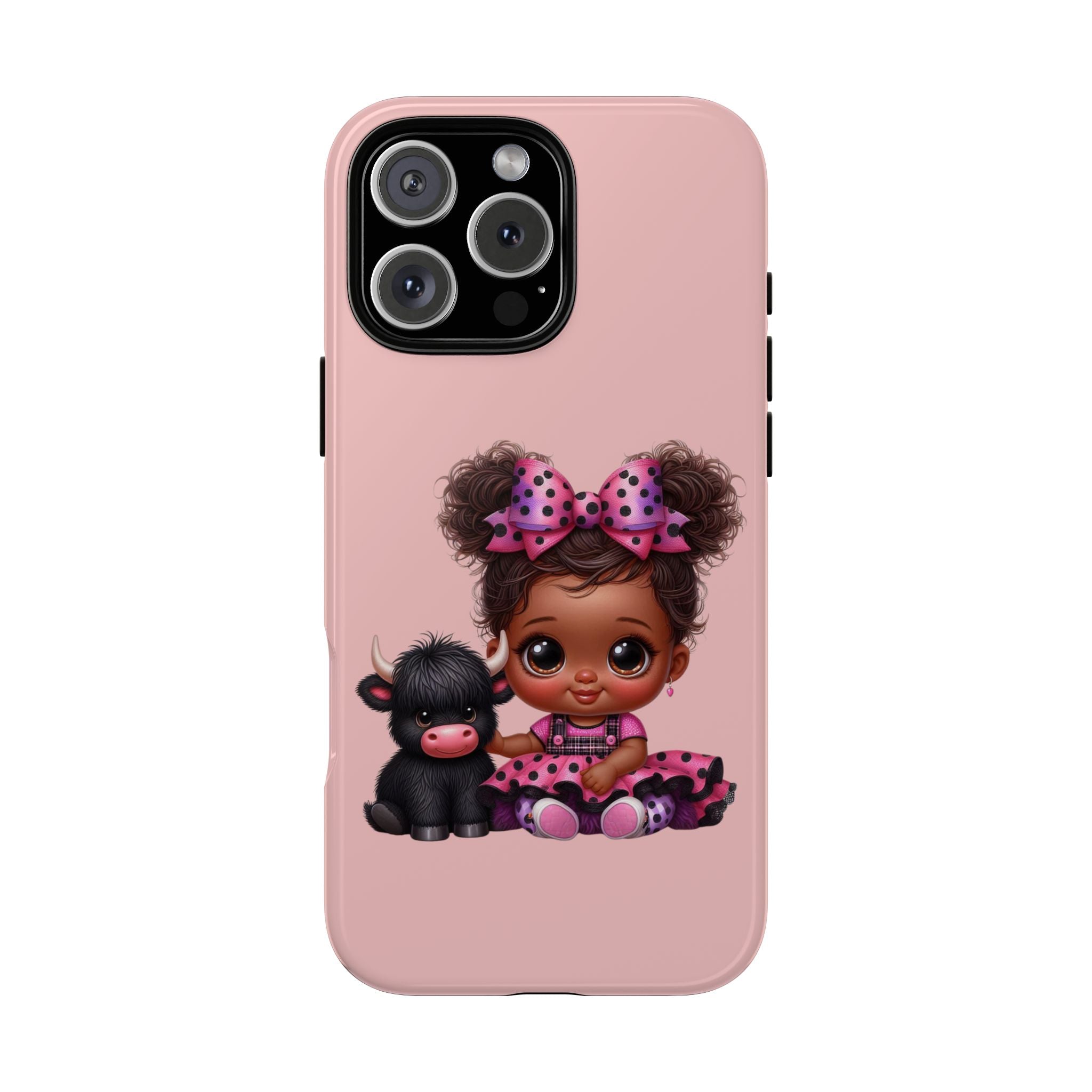 Cute Baby Girl with Plush Cow Phone Case