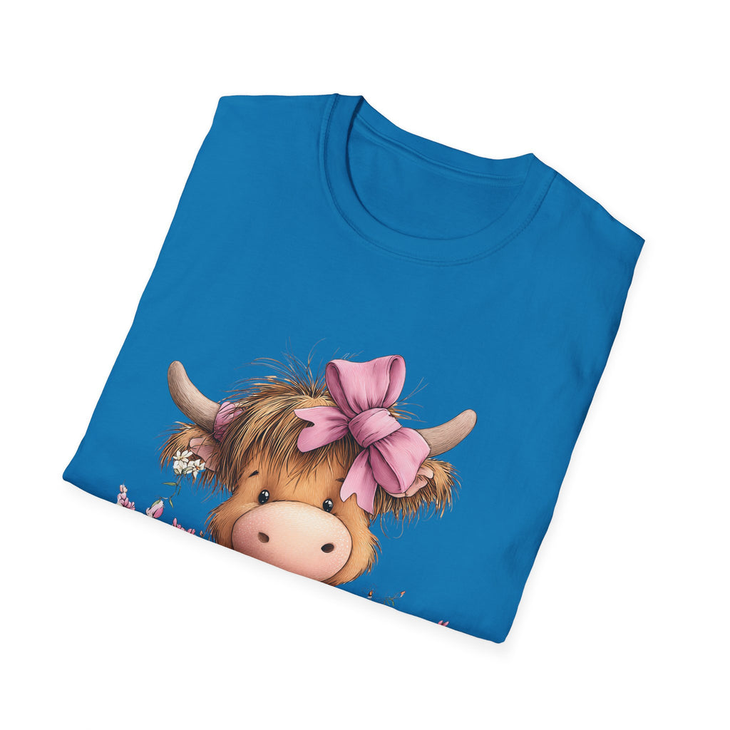 Cute Highland Cow Tee — Pink Bow Calf T-Shirt