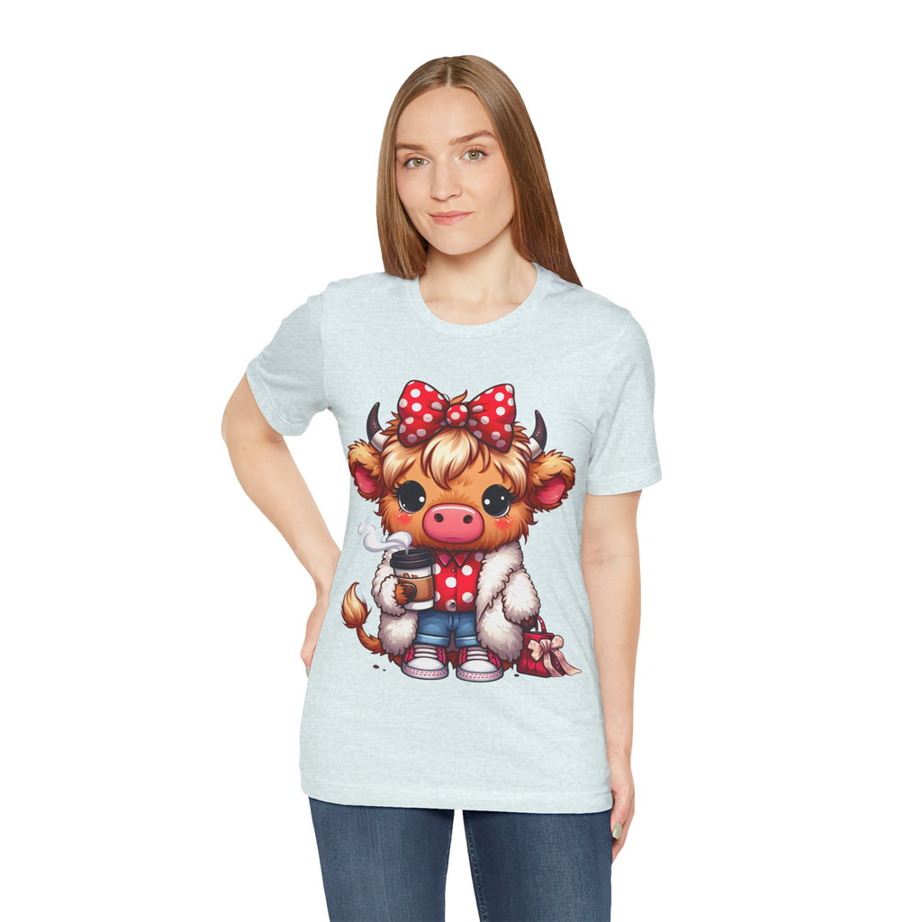 Cow Cute Tee — Cozy Cow with Coffee Graphic T-Shirt