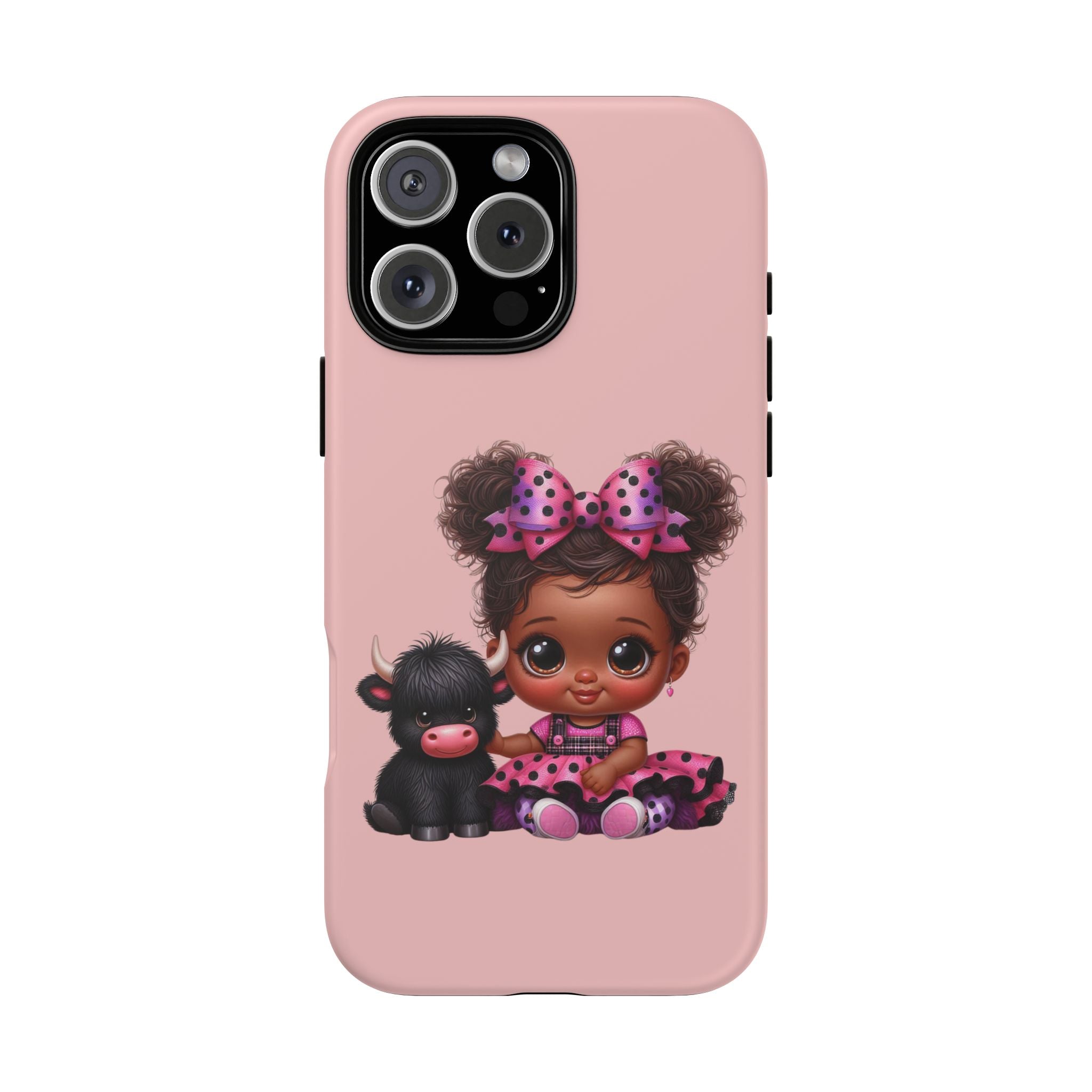 Cute Baby Girl with Plush Cow Phone Case