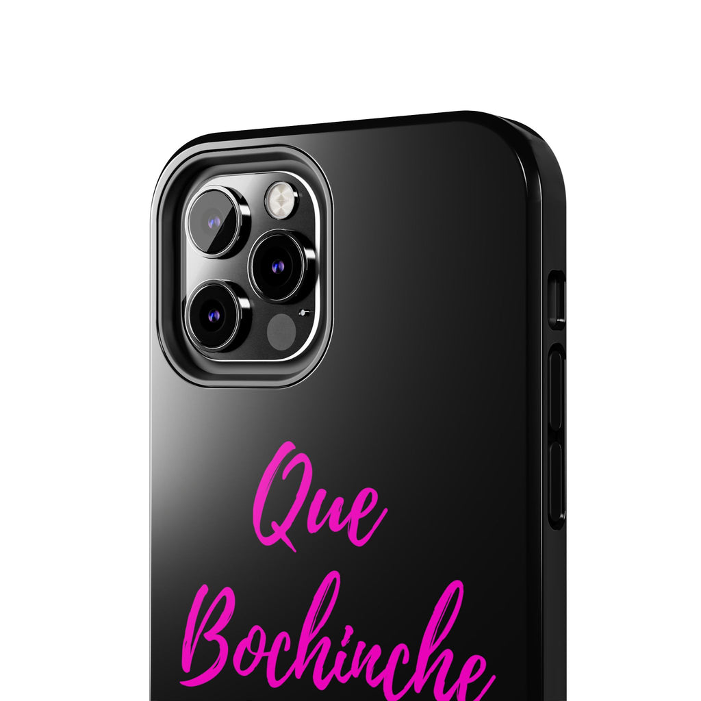 Que Bochinche Phone Case — Pink Script & Bow Tough Protective Cover