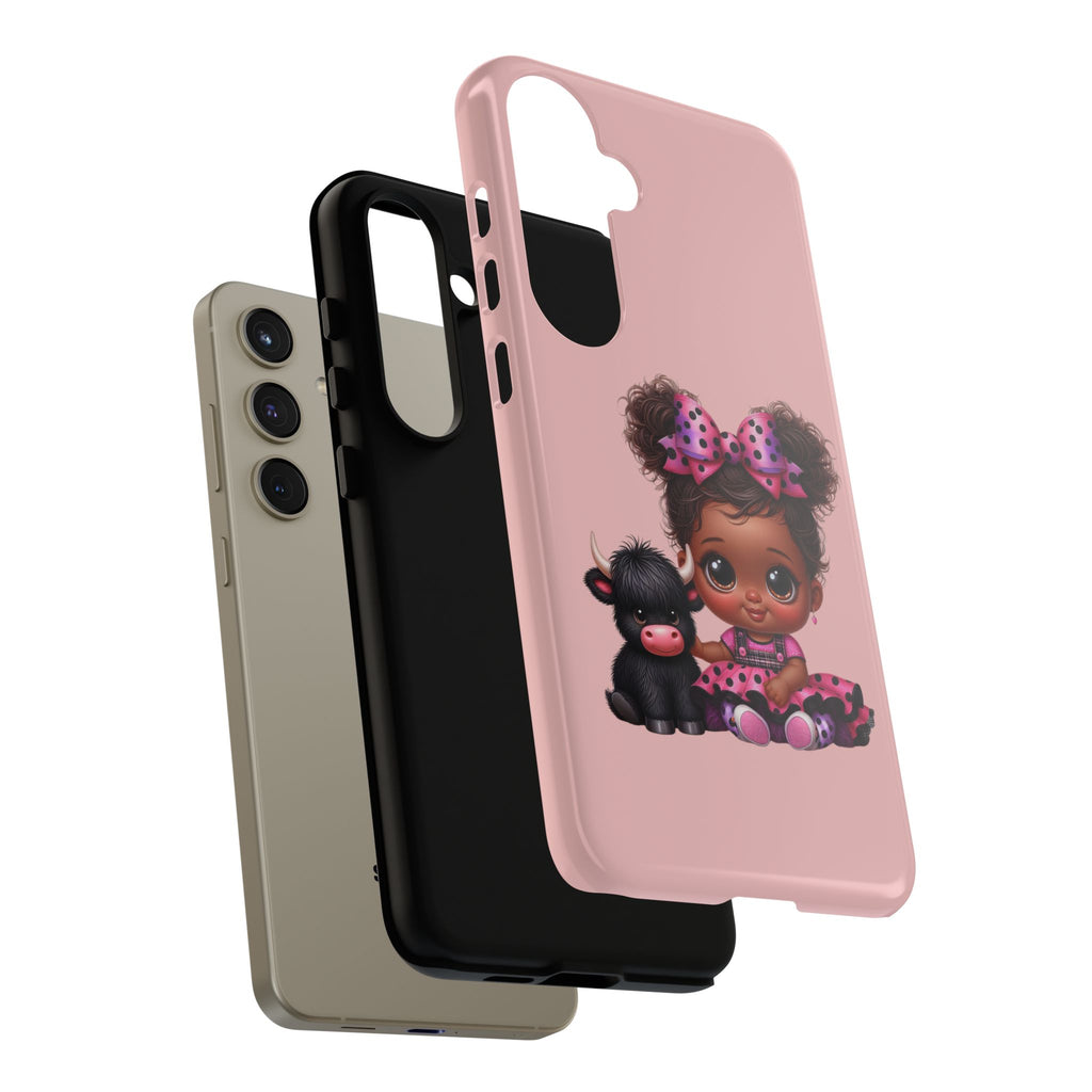 Cute Baby Girl with Plush Cow Phone Case