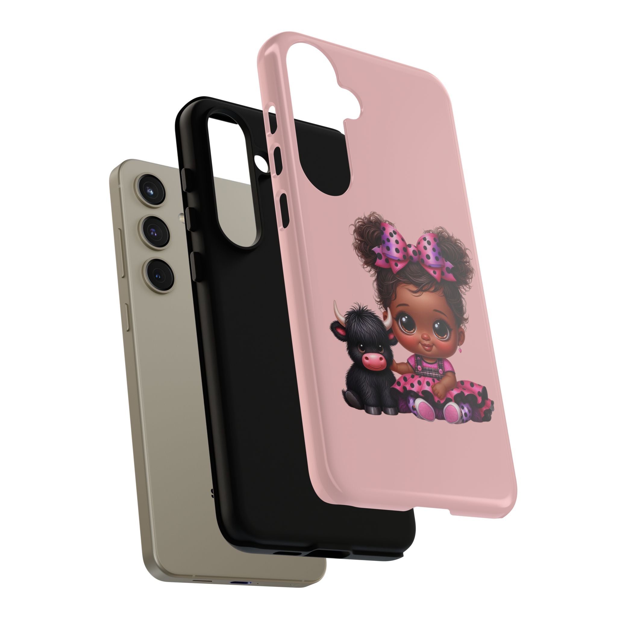 Cute Baby Girl with Plush Cow Phone Case
