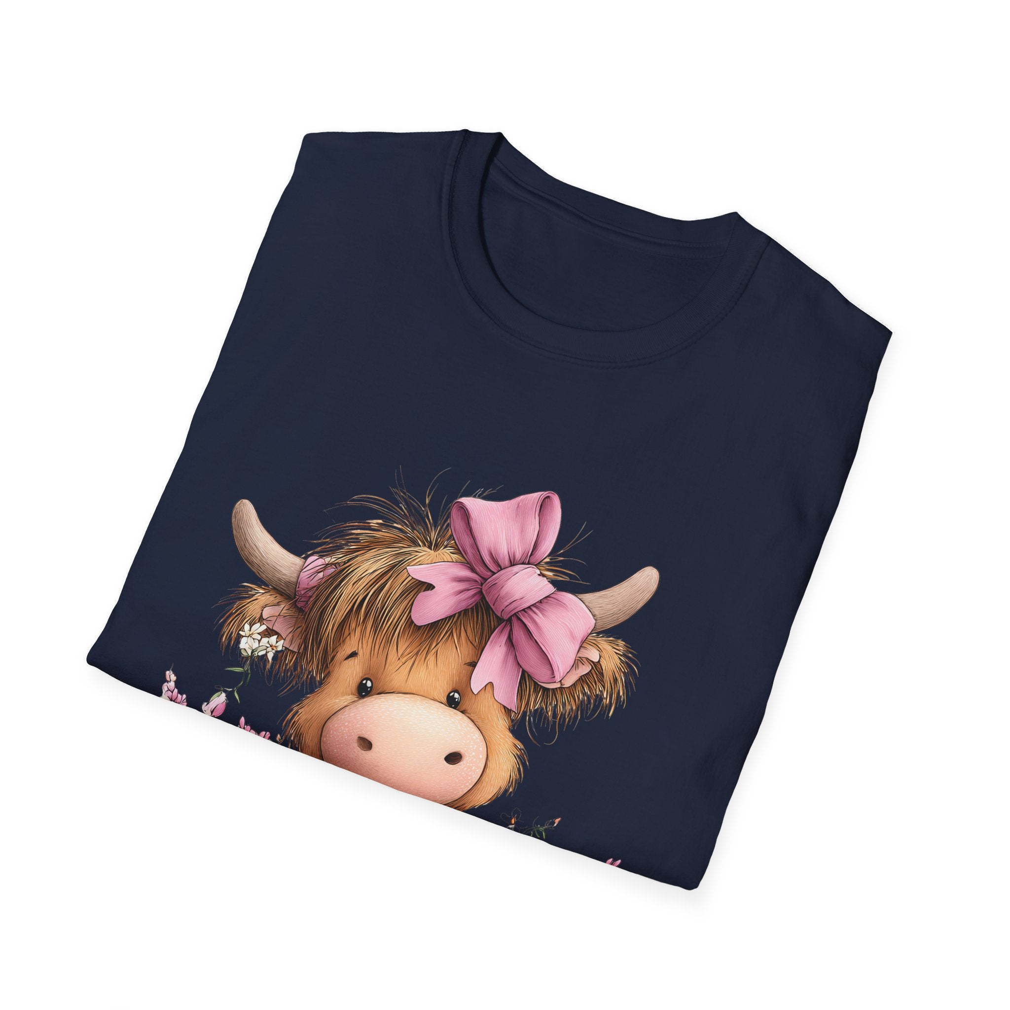 Cute Highland Cow Tee — Pink Bow Calf T-Shirt