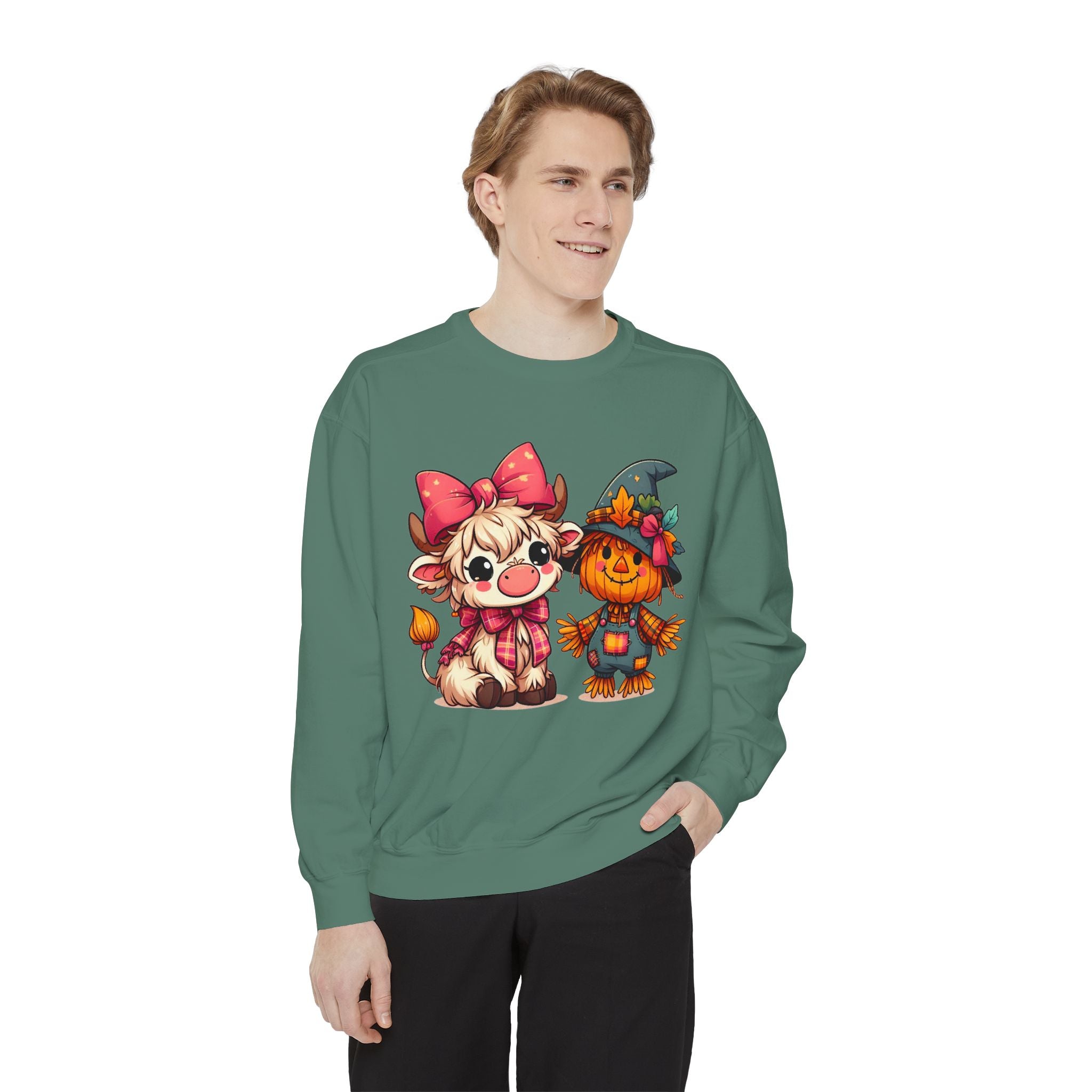 Halloween Cute Scarecrow & Kitty Sweatshirt