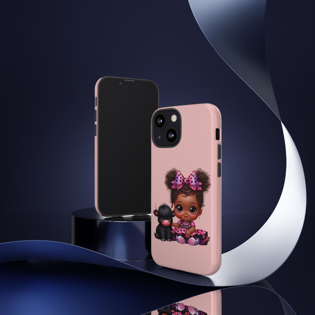 Cute Baby Girl with Plush Cow Phone Case