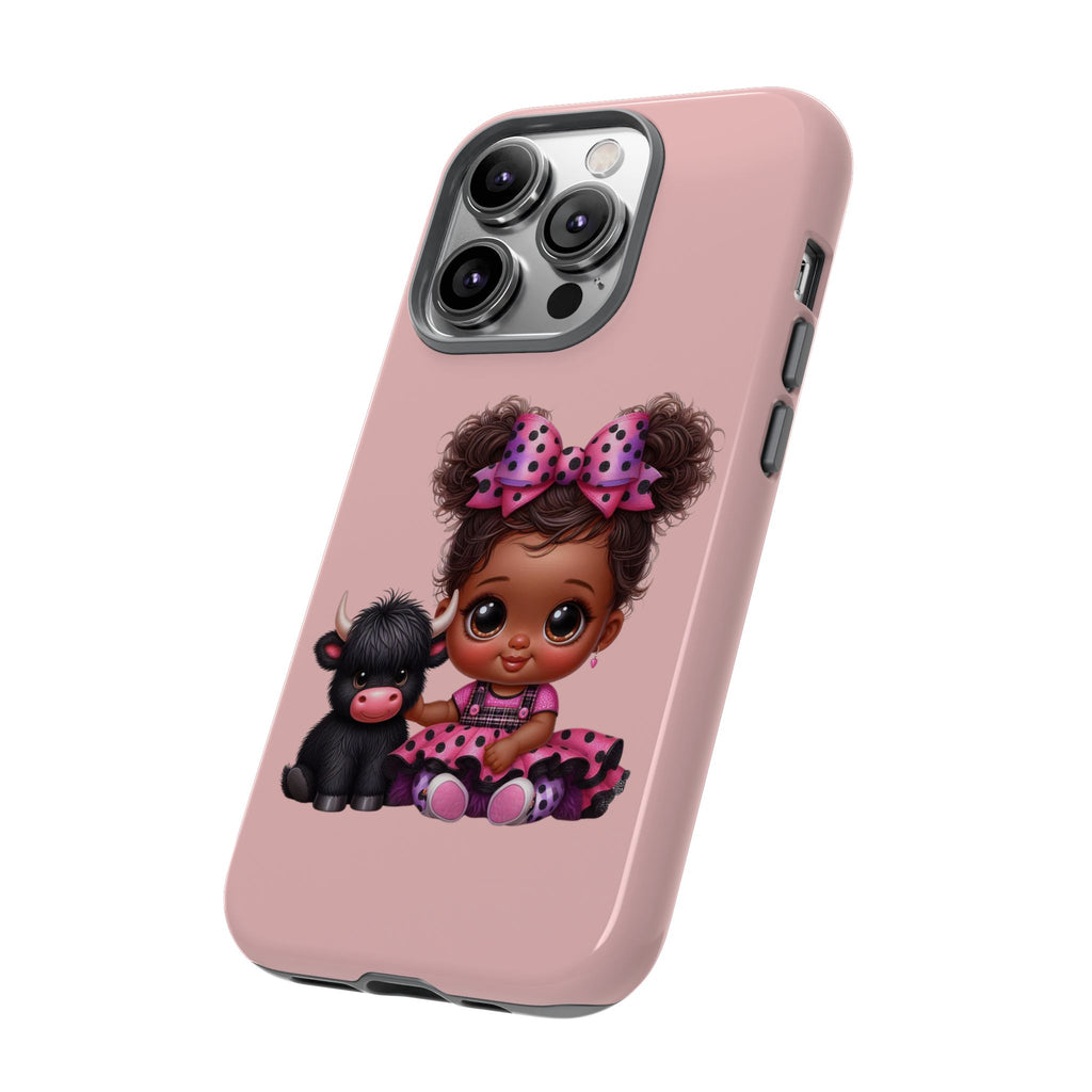 Cute Baby Girl with Plush Cow Phone Case