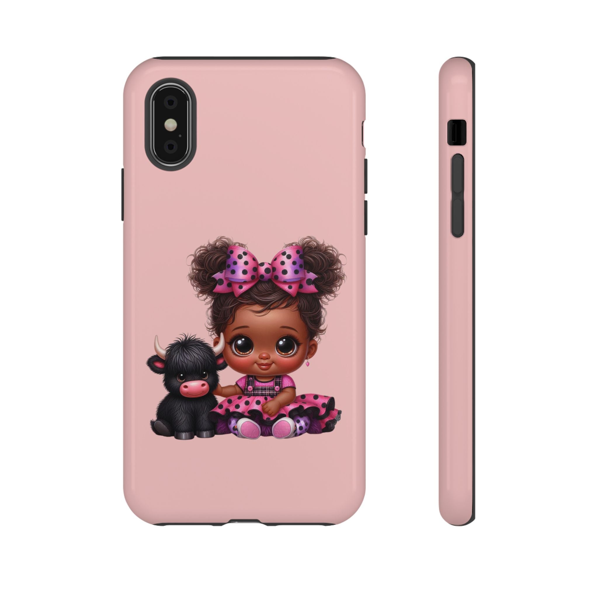 Cute Baby Girl with Plush Cow Phone Case