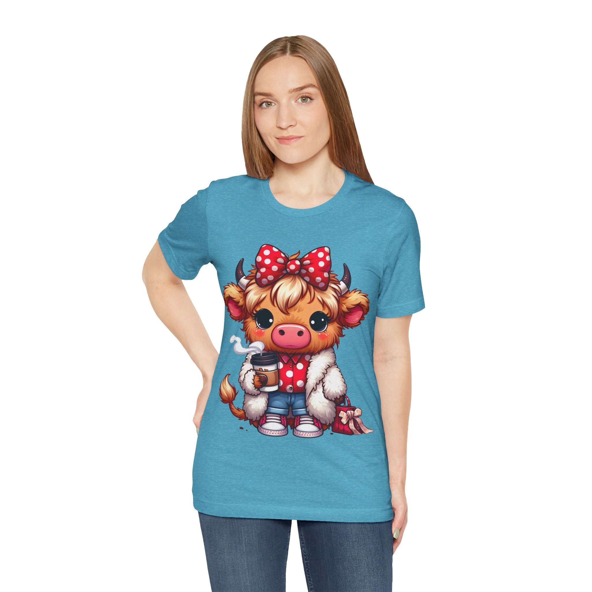 Cow Cute Tee — Cozy Cow with Coffee Graphic T-Shirt