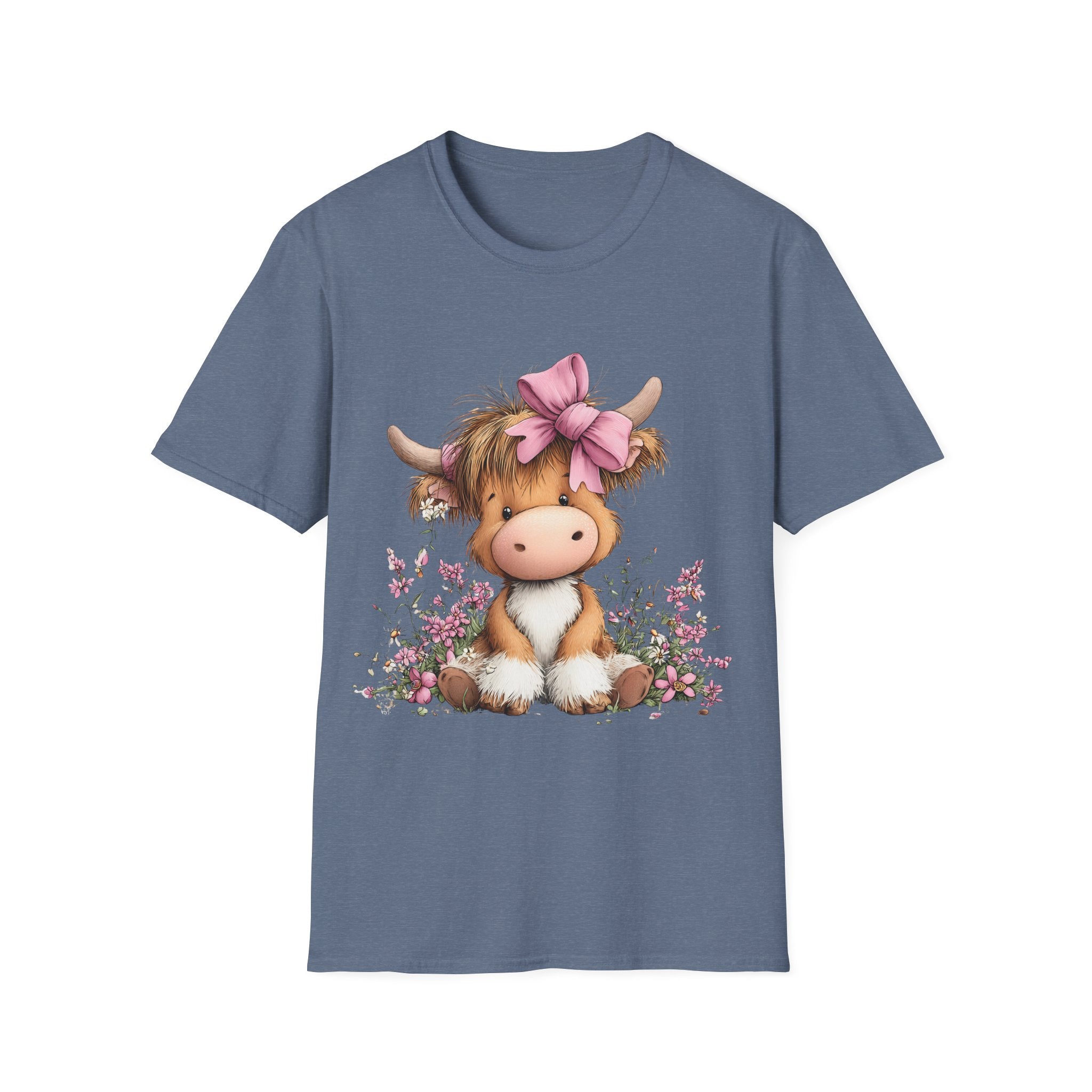 Cute Highland Cow Tee — Pink Bow Calf T-Shirt