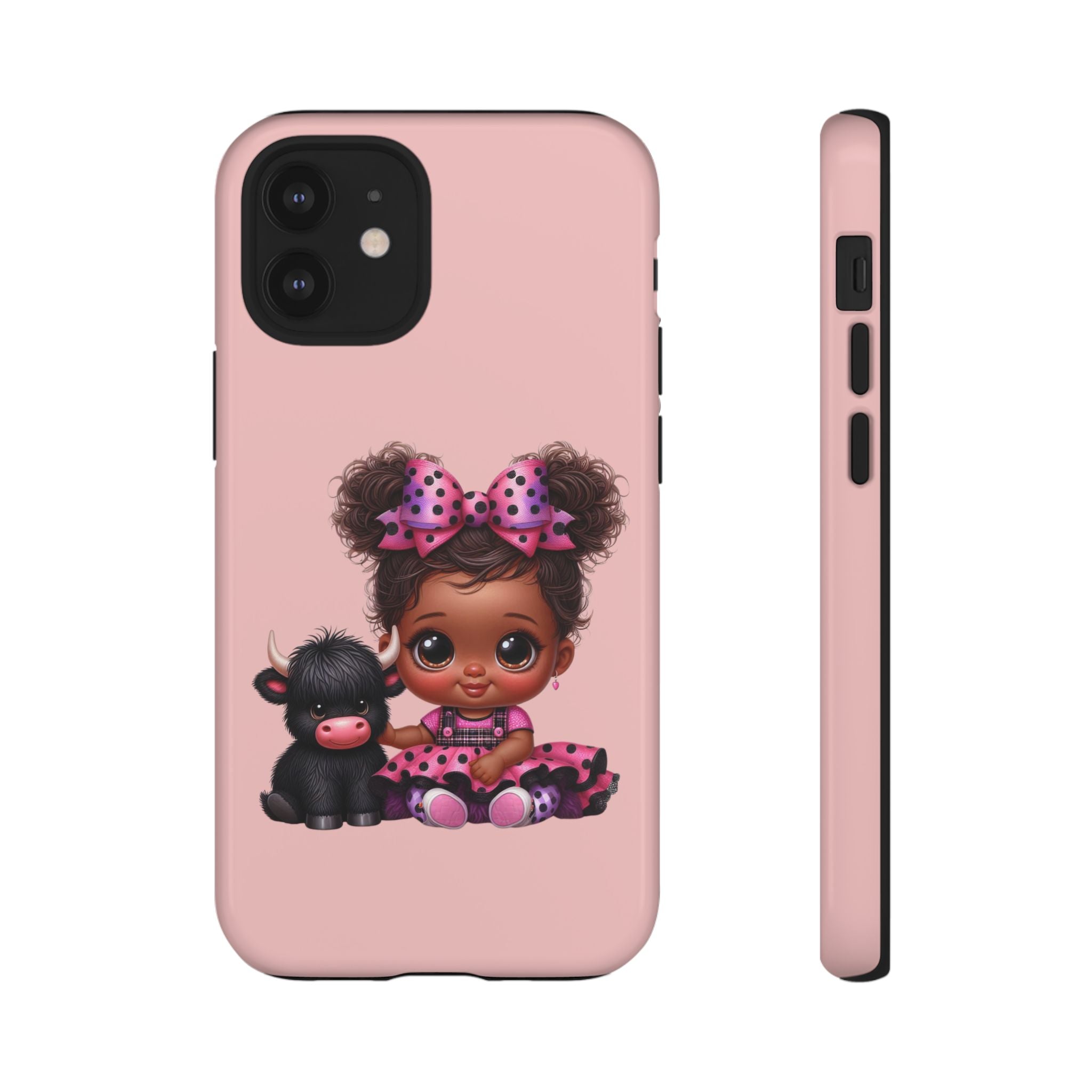 Cute Baby Girl with Plush Cow Phone Case