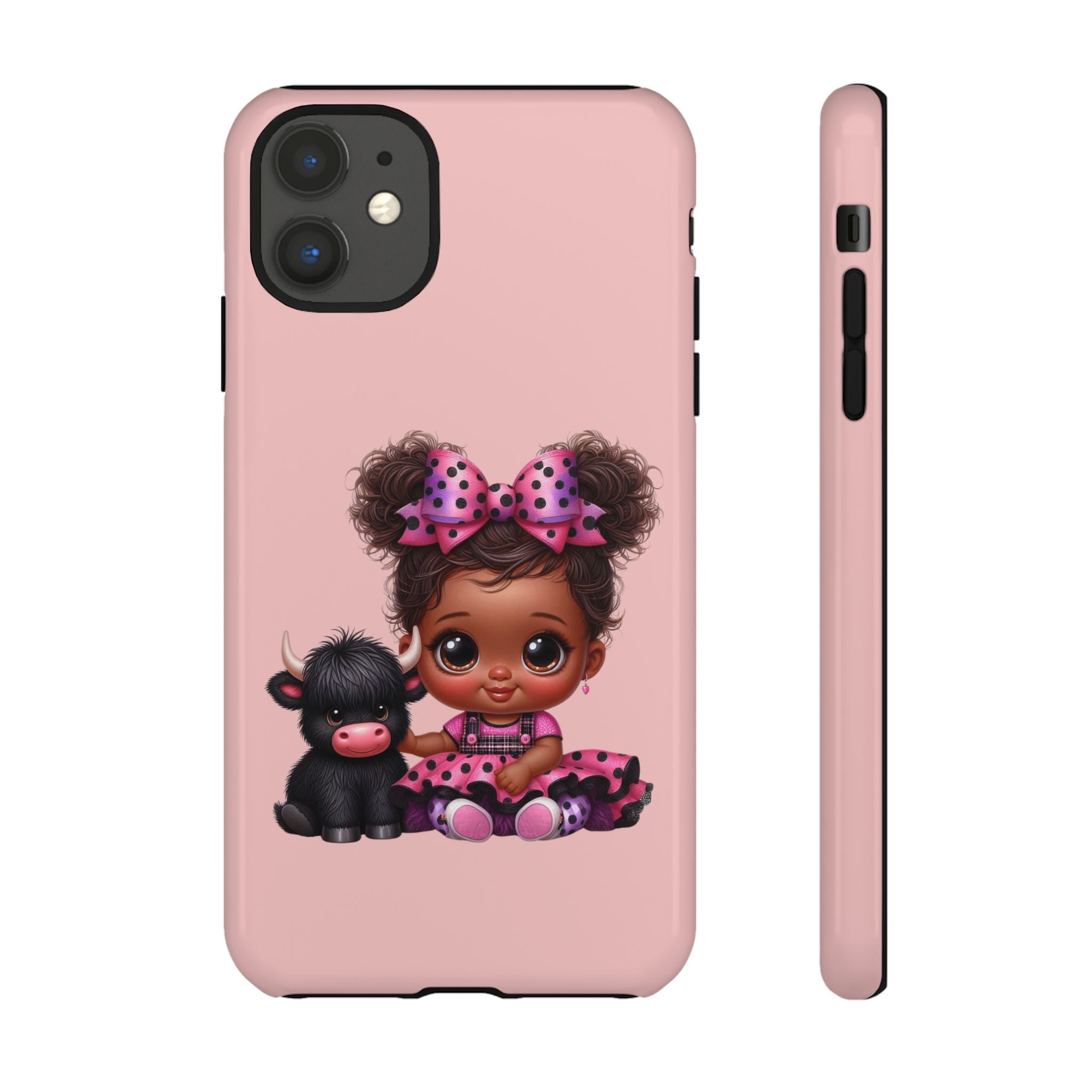 Cute Baby Girl with Plush Cow Phone Case