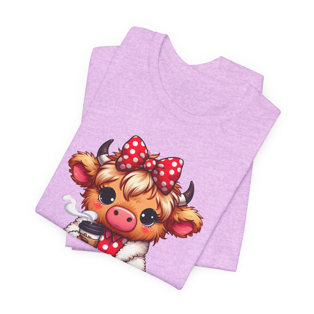 Cow Cute Tee — Cozy Cow with Coffee Graphic T-Shirt