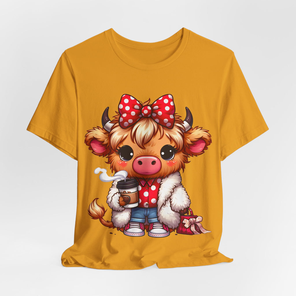 Cow Cute Tee — Cozy Cow with Coffee Graphic T-Shirt