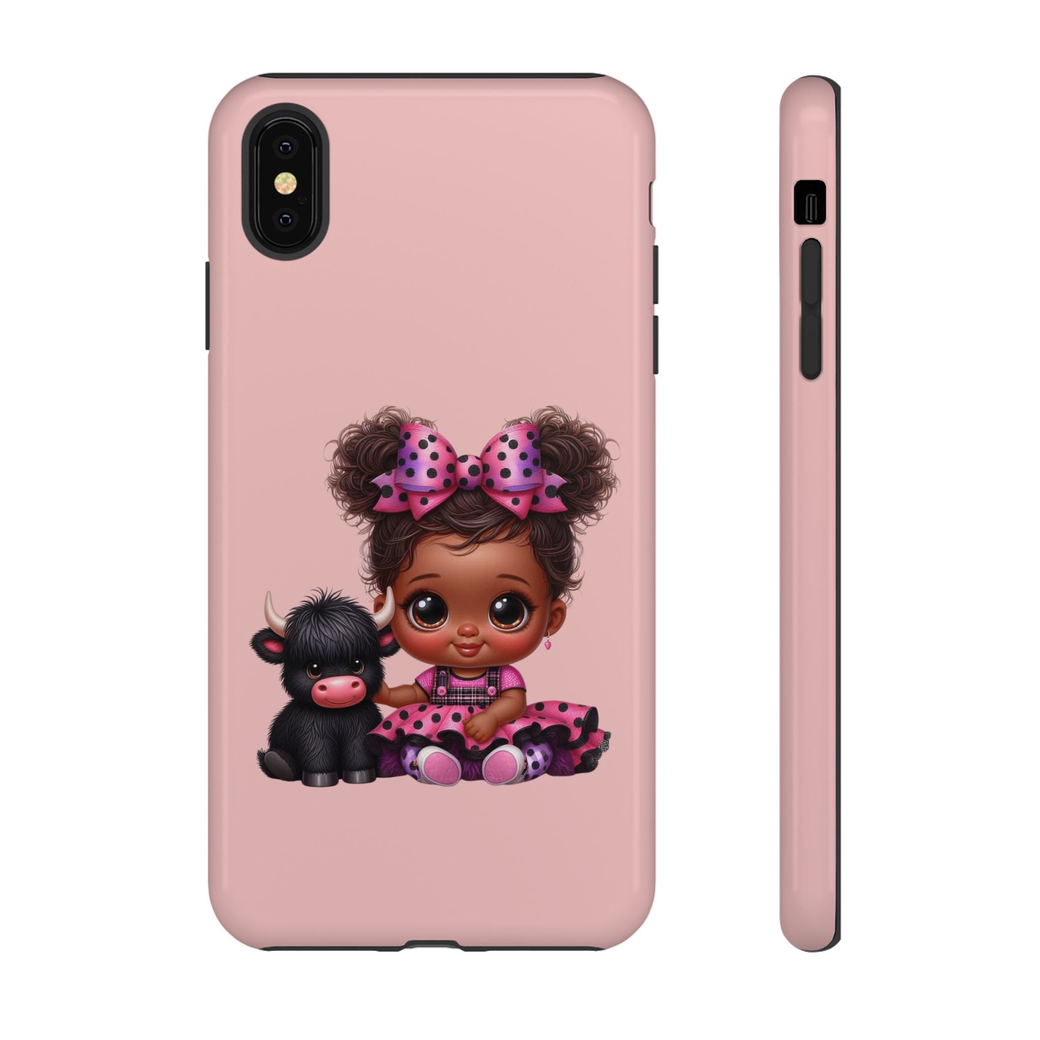 Cute Baby Girl with Plush Cow Phone Case
