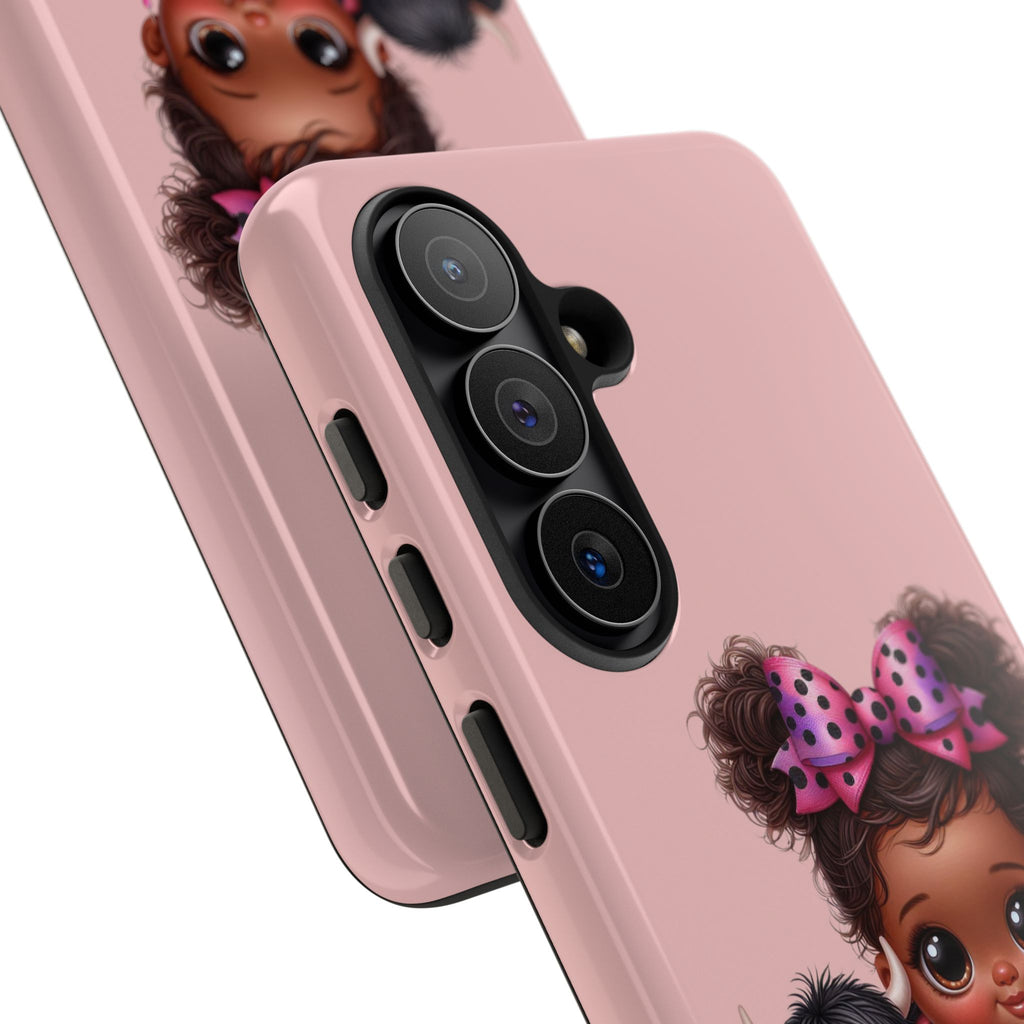 Cute Baby Girl with Plush Cow Phone Case