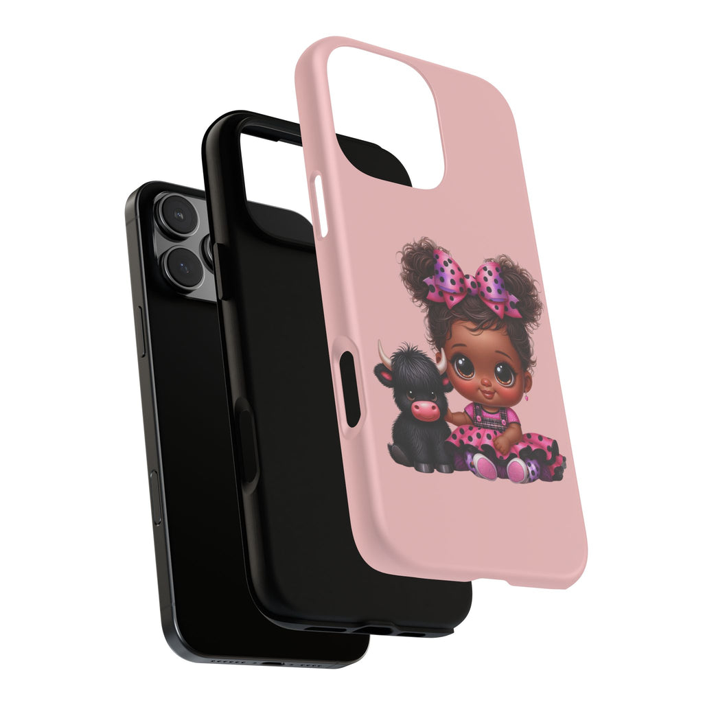 Cute Baby Girl with Plush Cow Phone Case