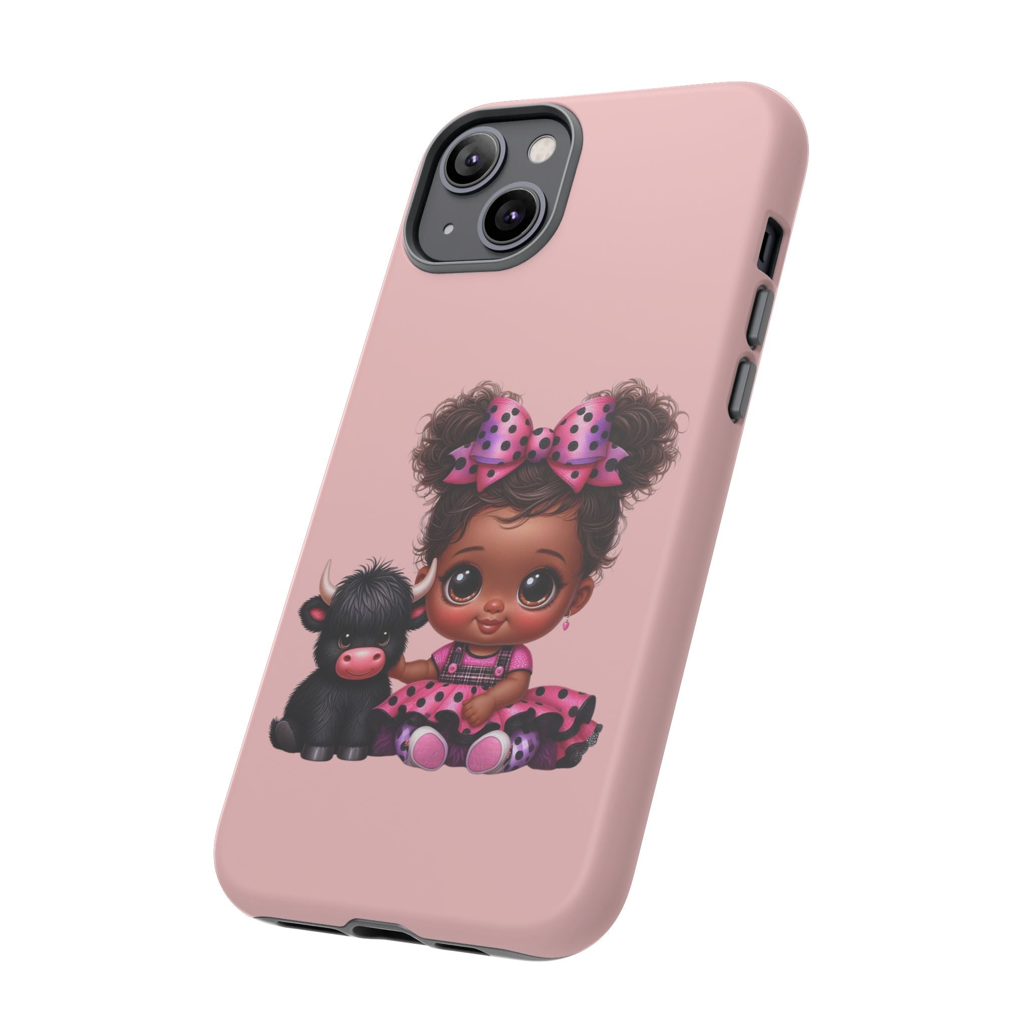 Cute Baby Girl with Plush Cow Phone Case