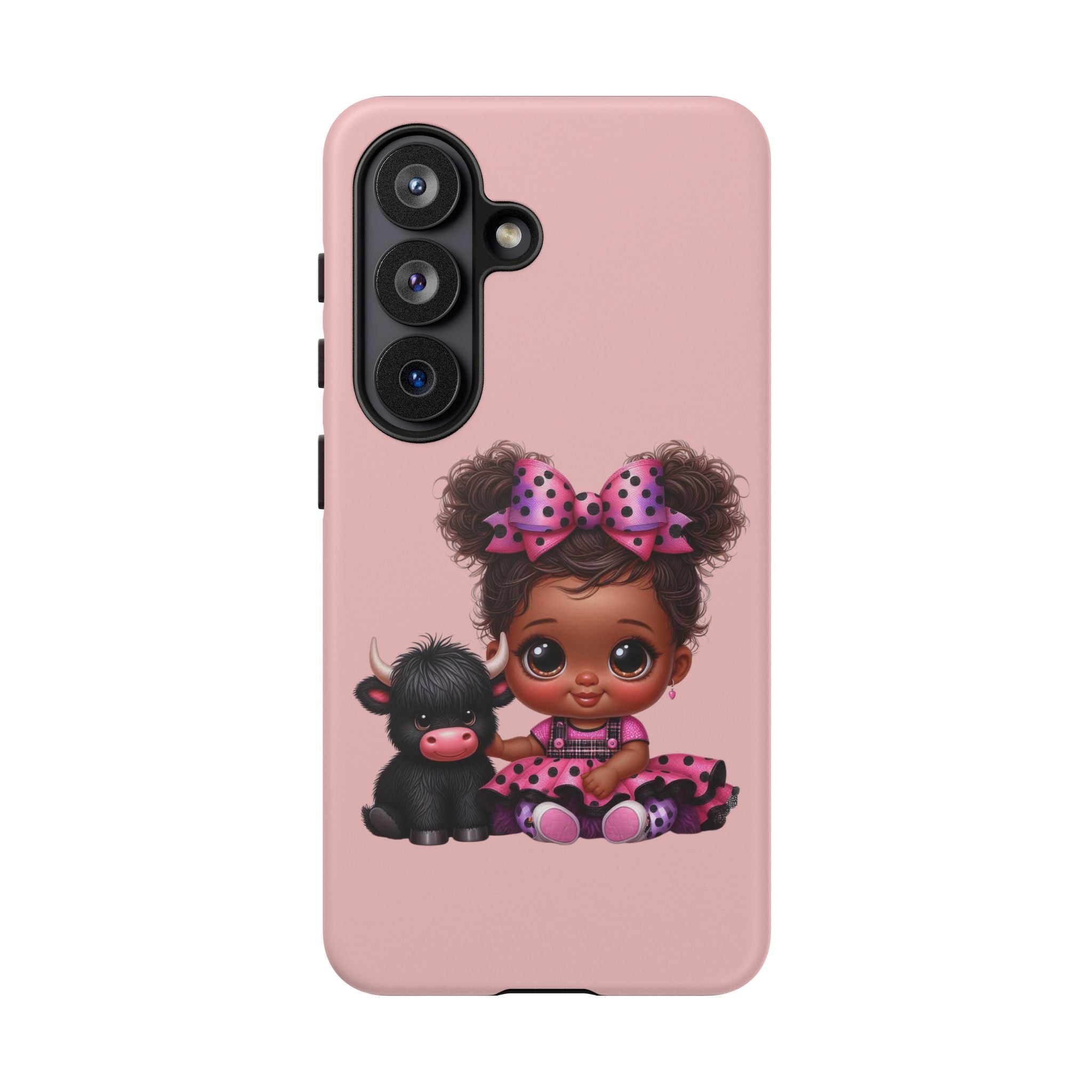 Cute Baby Girl with Plush Cow Phone Case