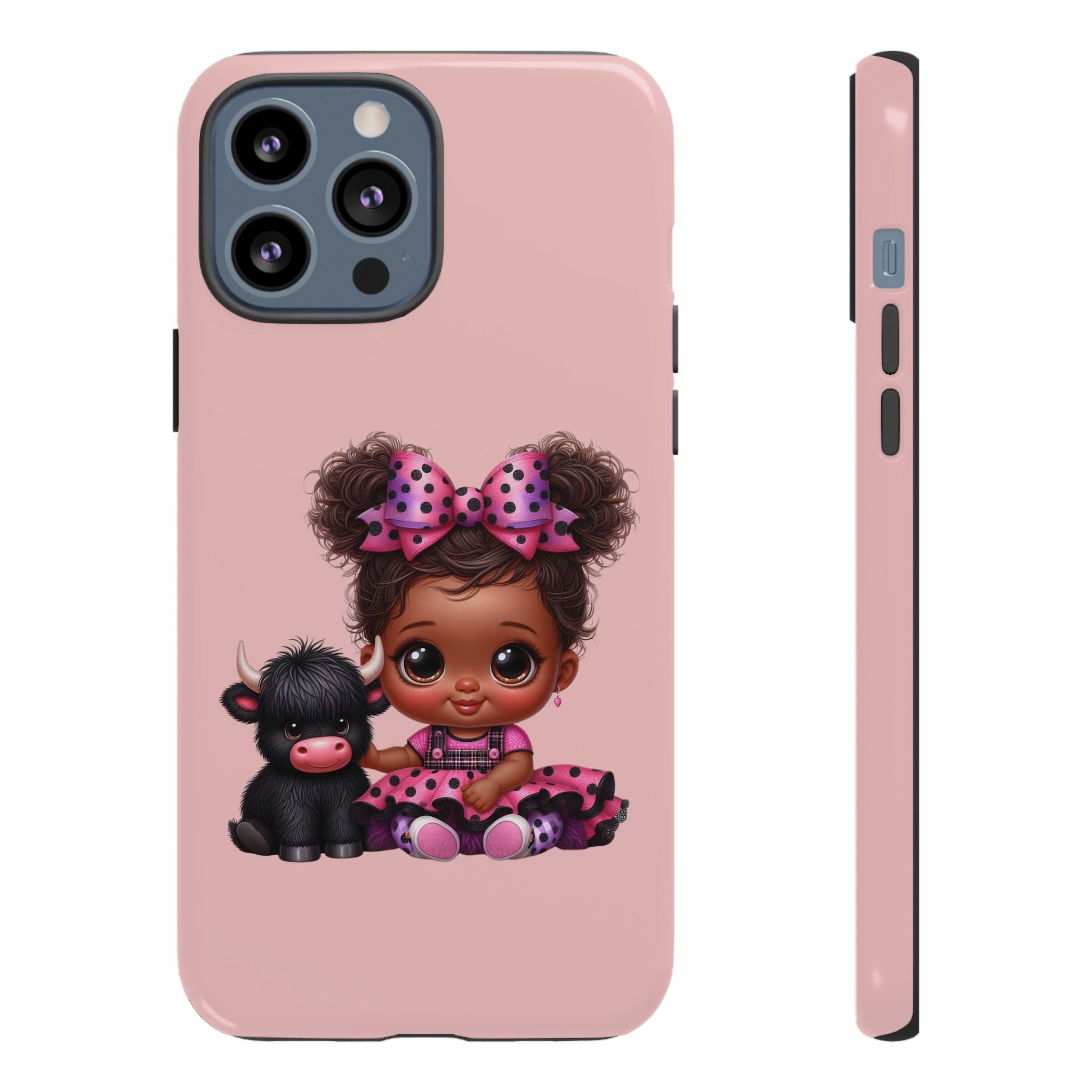 Cute Baby Girl with Plush Cow Phone Case