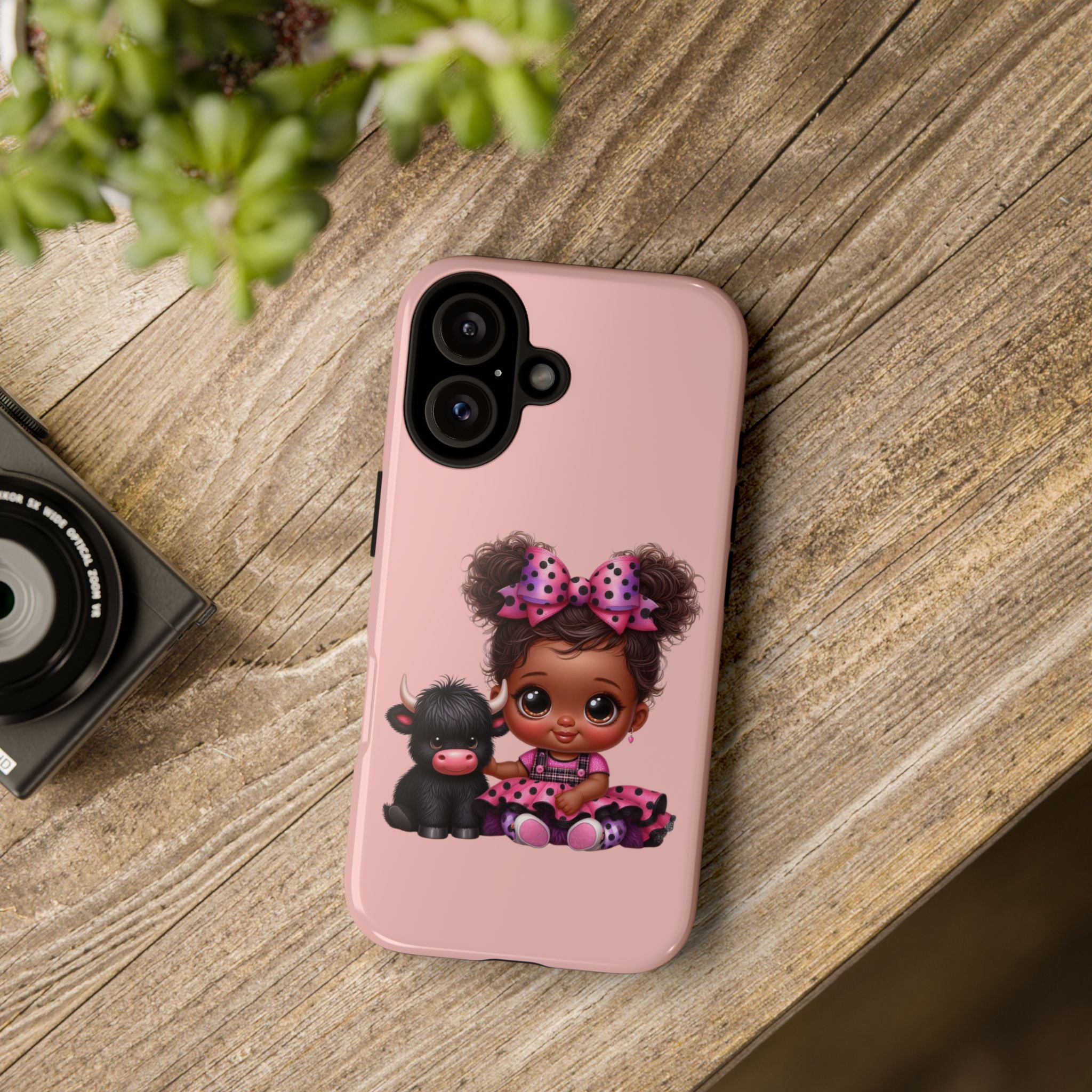 Cute Baby Girl with Plush Cow Phone Case