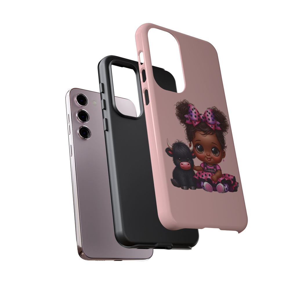 Cute Baby Girl with Plush Cow Phone Case