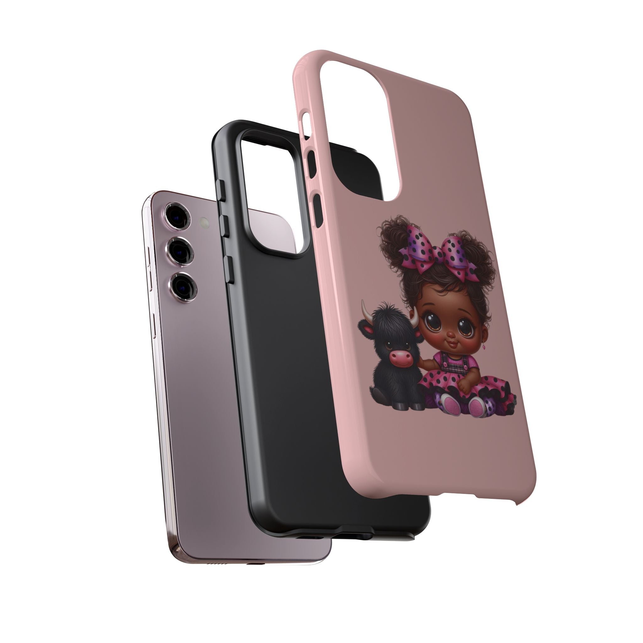 Cute Baby Girl with Plush Cow Phone Case