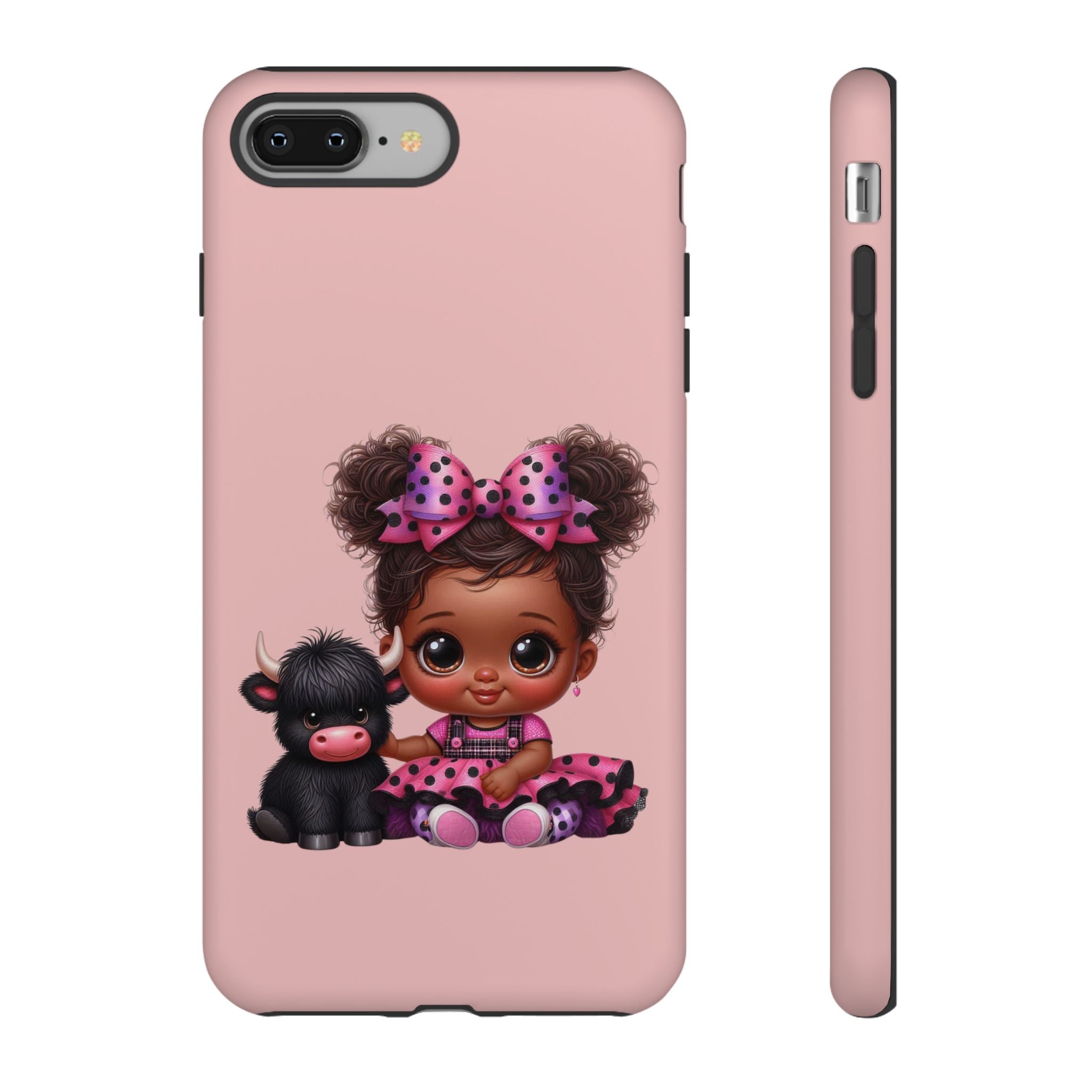 Cute Baby Girl with Plush Cow Phone Case