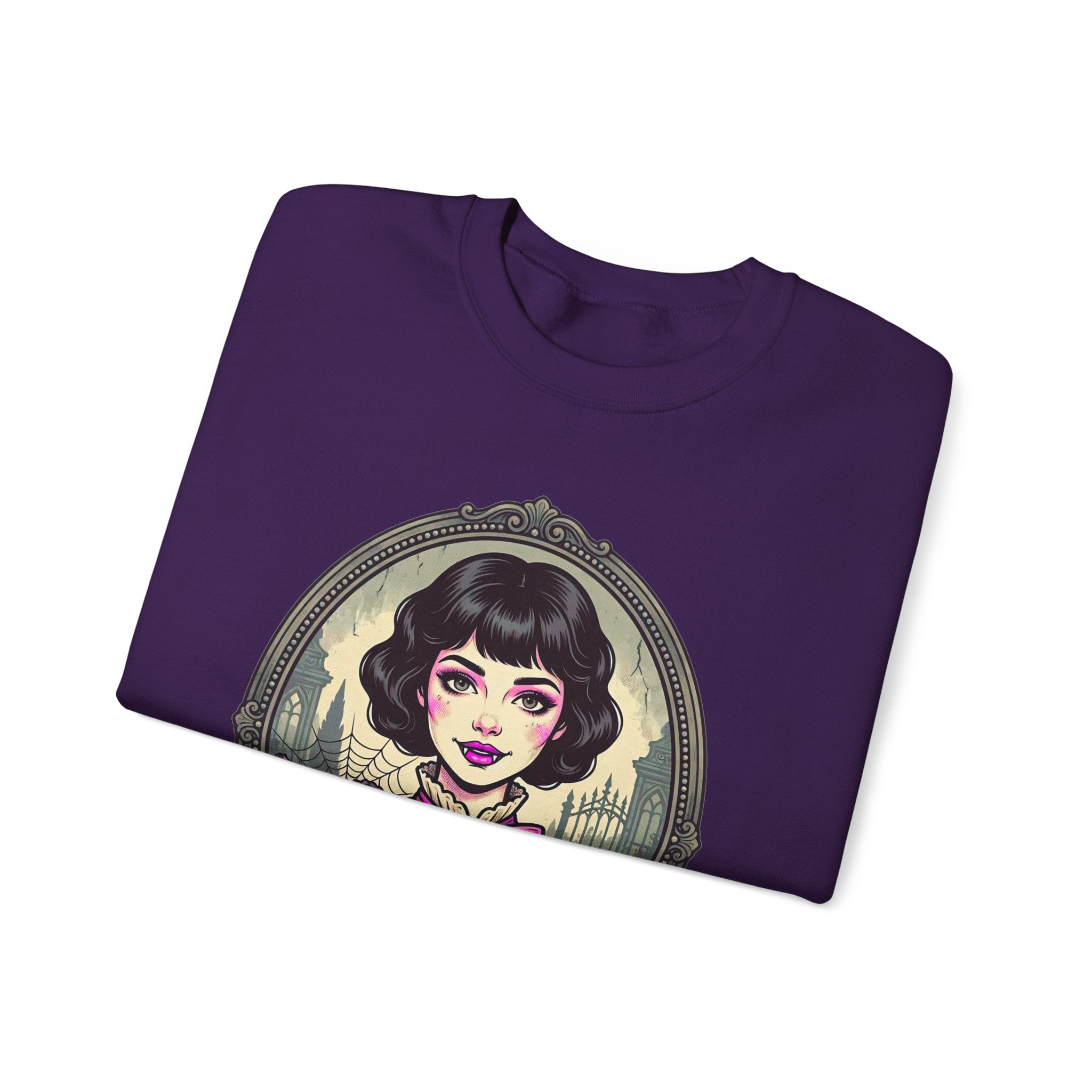 Horror Girl Crewneck Sweatshirt — "Pretty Girls Love Horror" Retro Goth Pullover