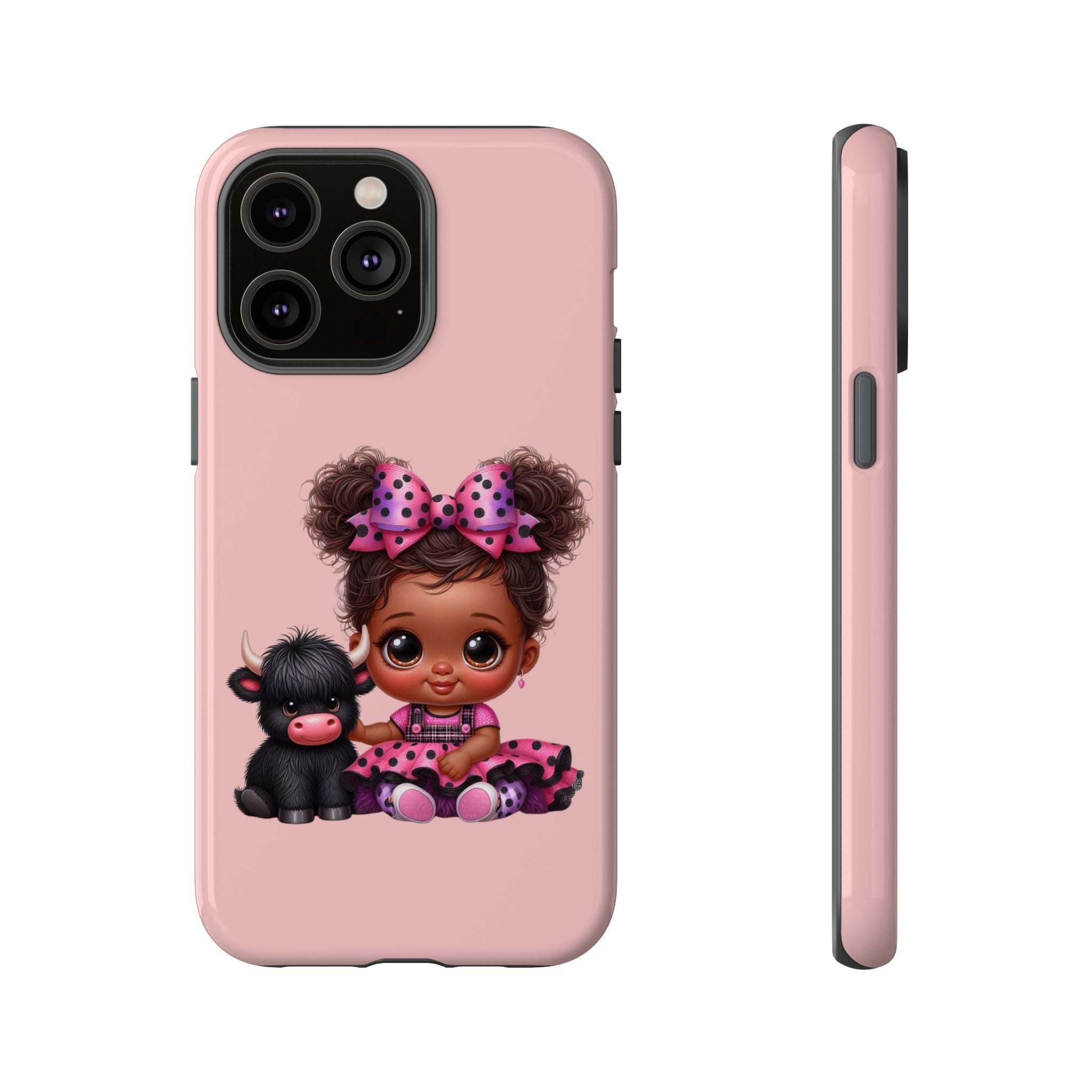 Cute Baby Girl with Plush Cow Phone Case