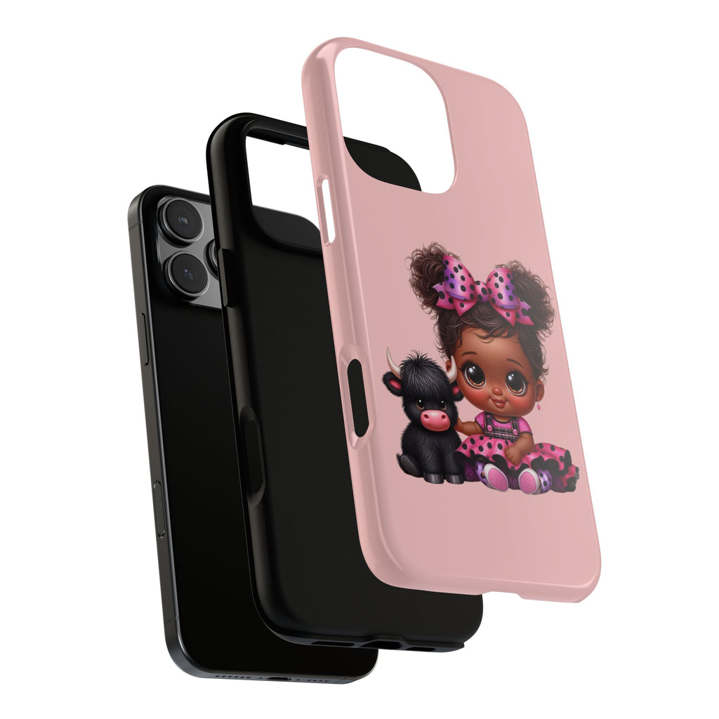 Cute Baby Girl with Plush Cow Phone Case