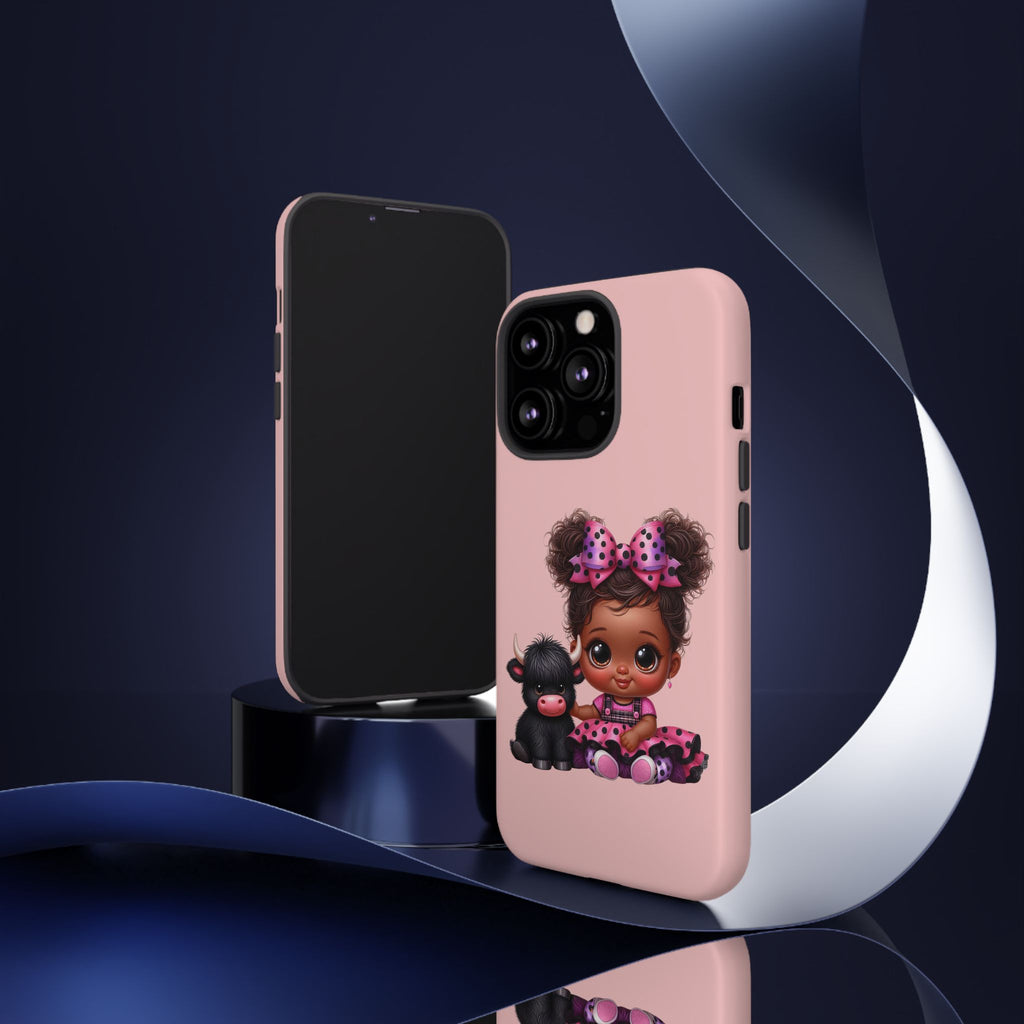Cute Baby Girl with Plush Cow Phone Case