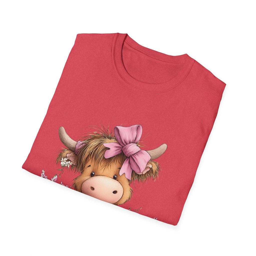 Cute Highland Cow Tee — Pink Bow Calf T-Shirt