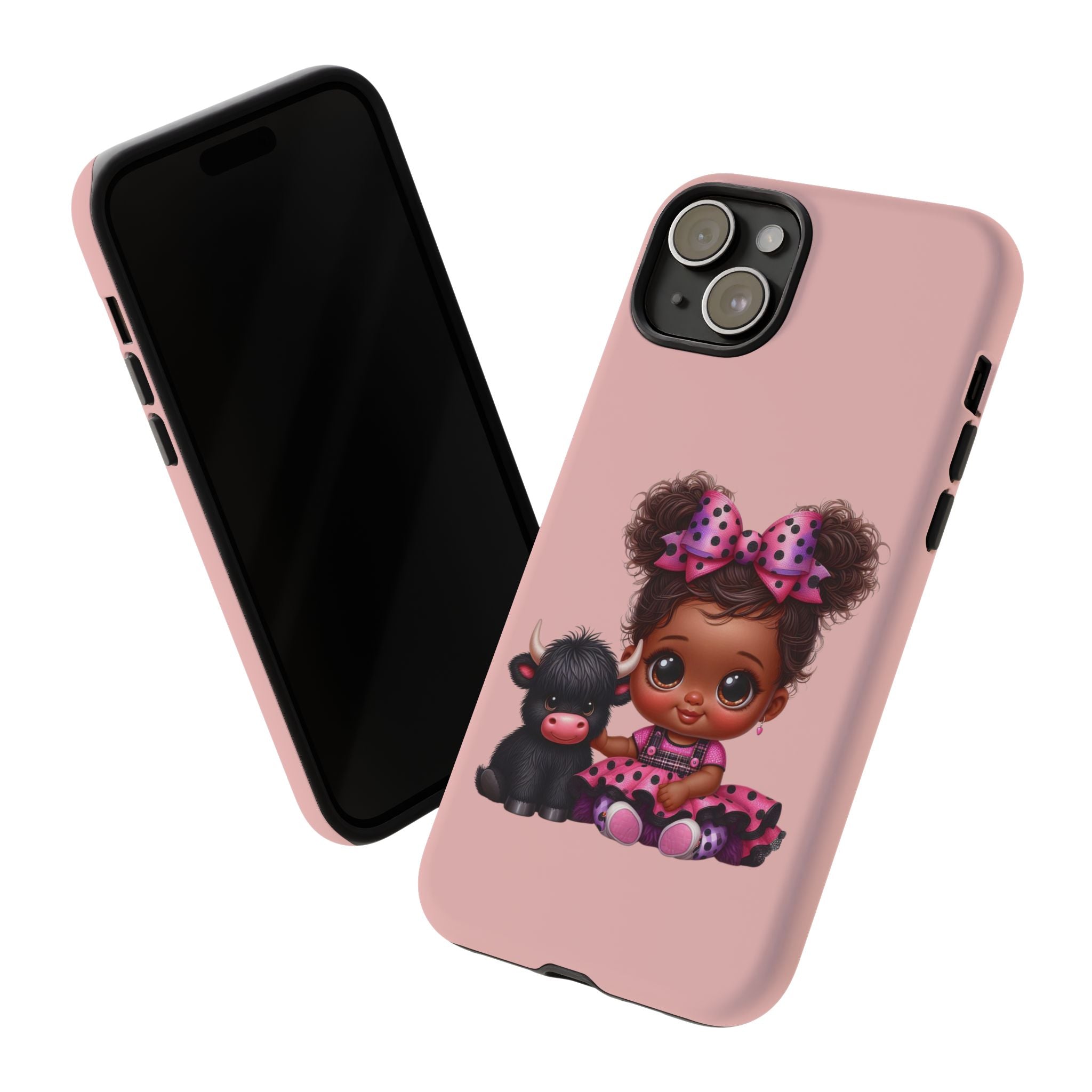 Cute Baby Girl with Plush Cow Phone Case