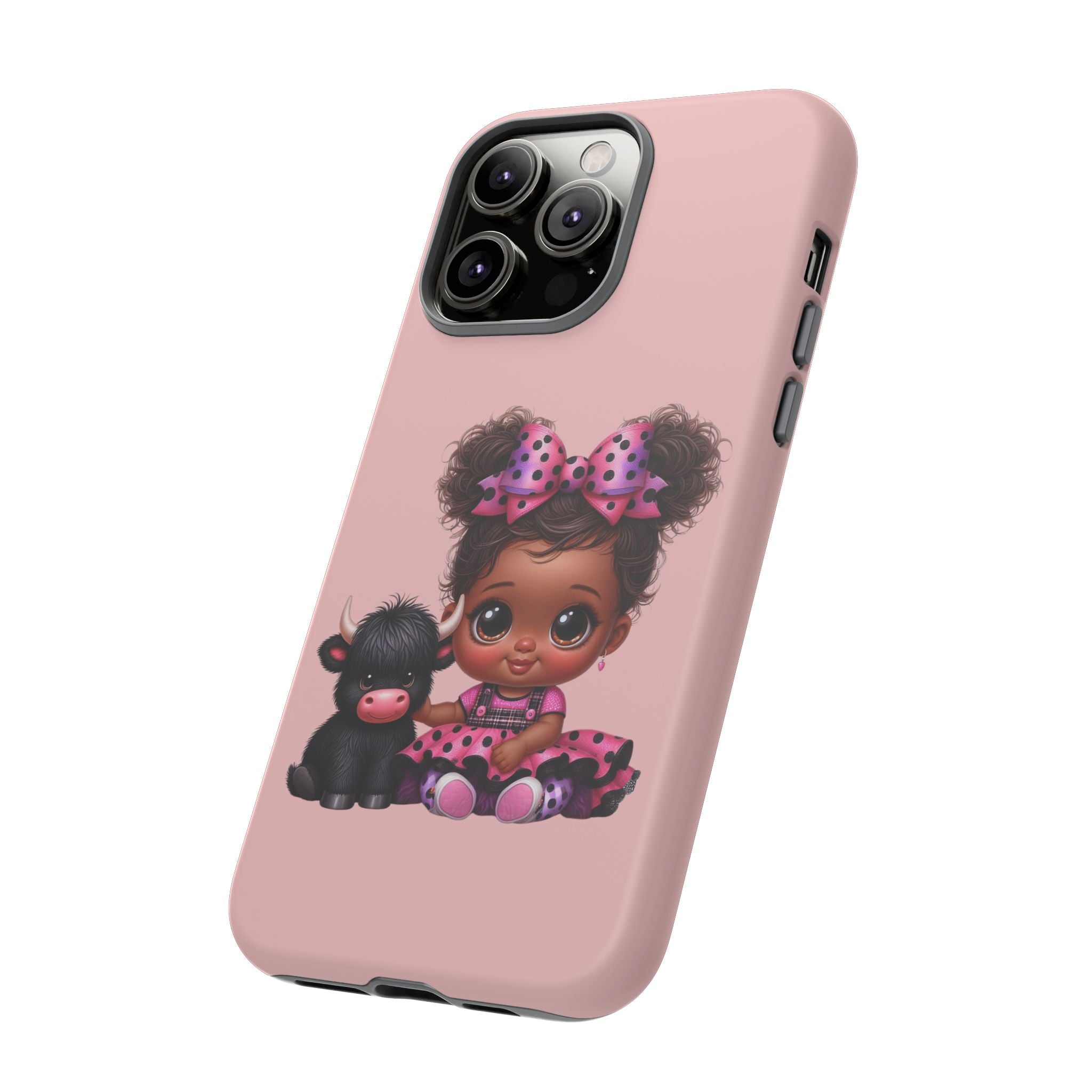 Cute Baby Girl with Plush Cow Phone Case