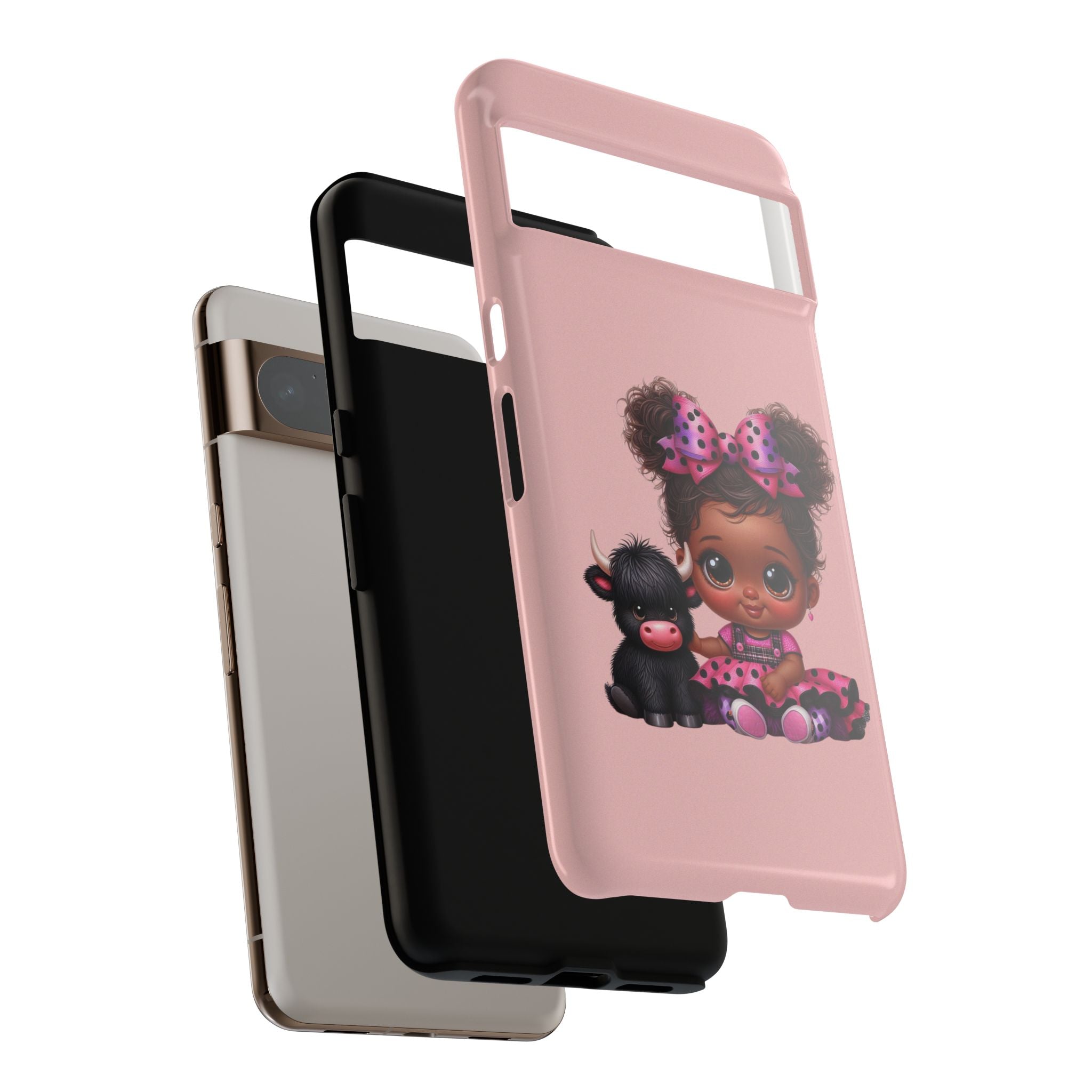 Cute Baby Girl with Plush Cow Phone Case