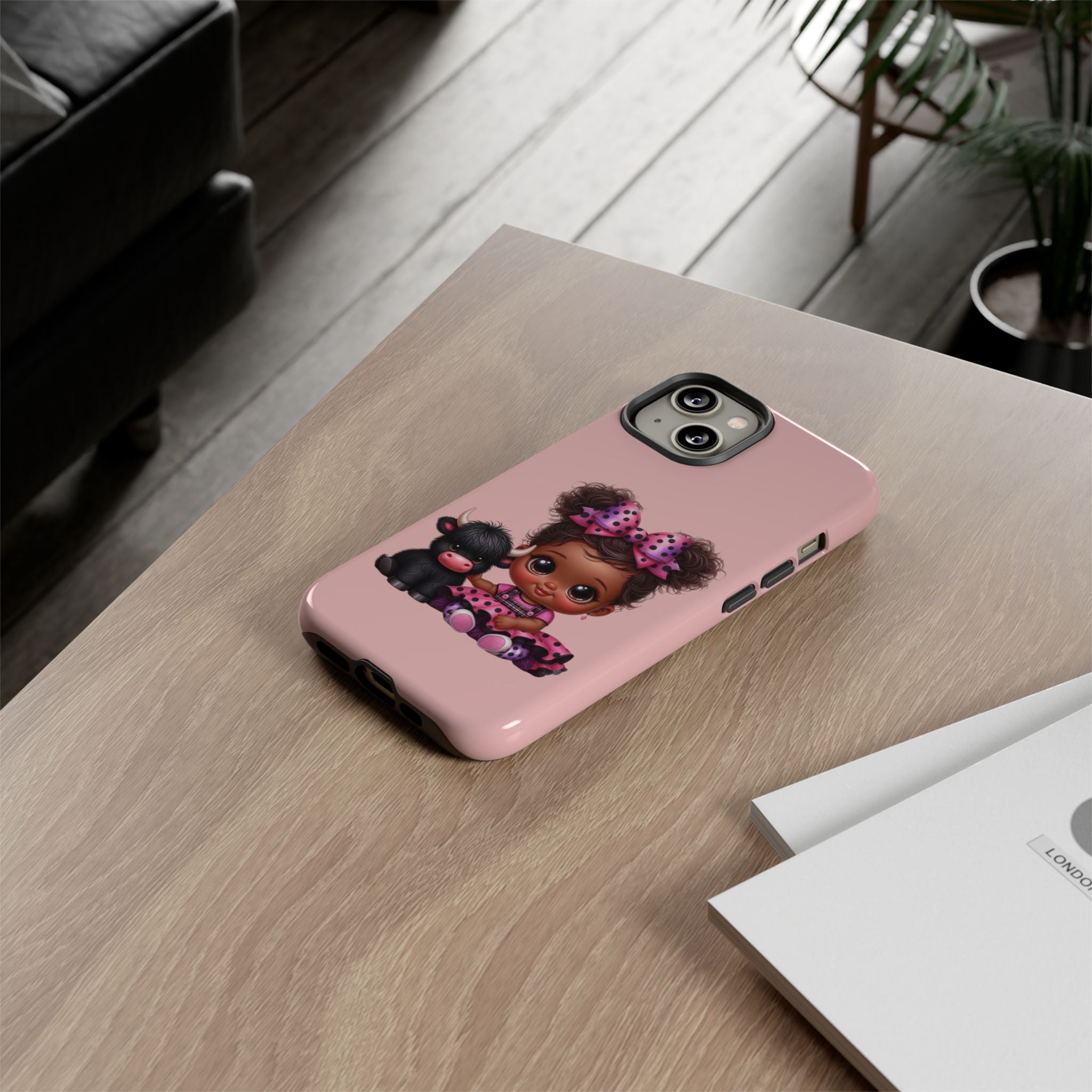 Cute Baby Girl with Plush Cow Phone Case
